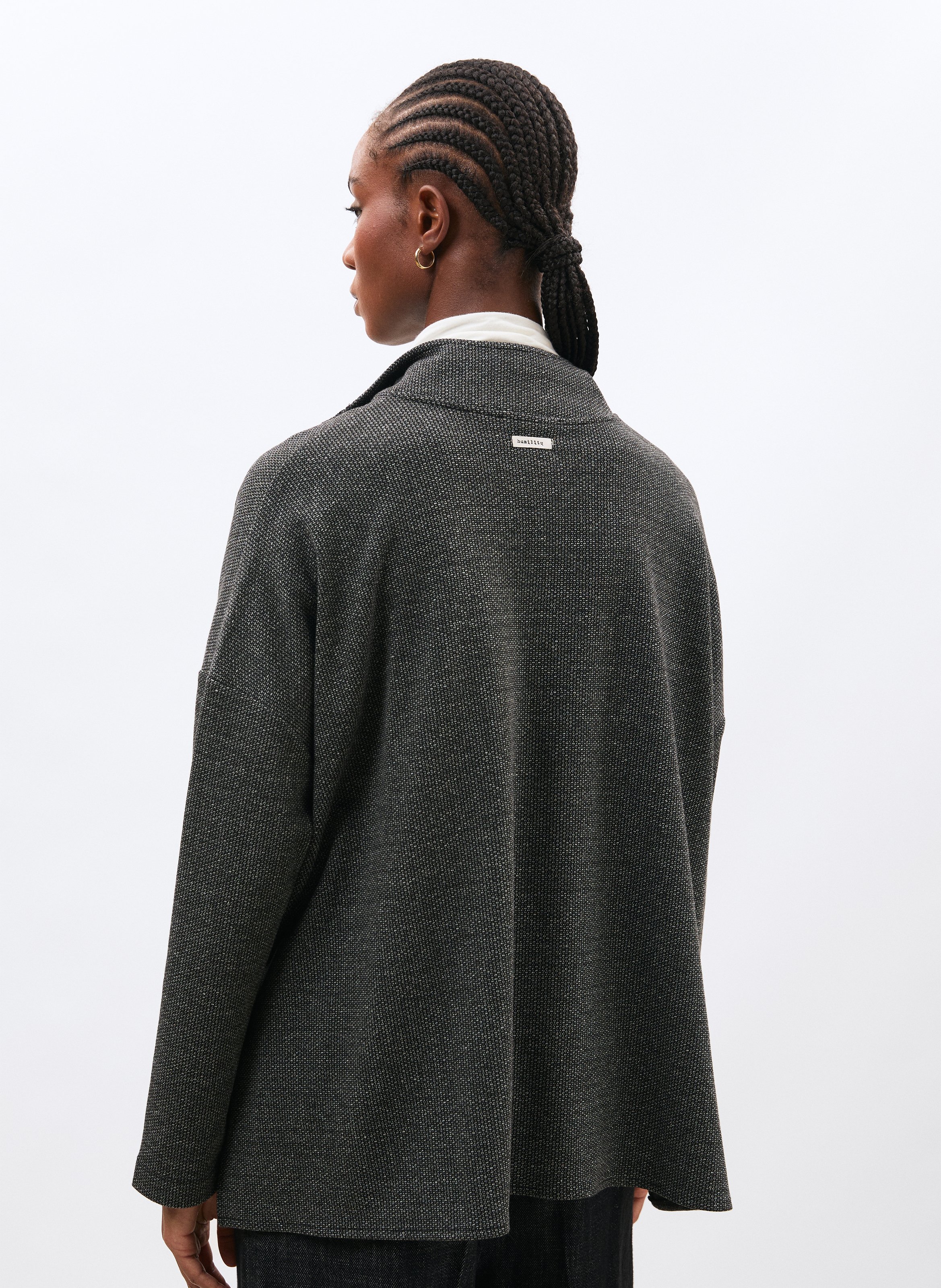 Pull décontracté à col montant zippé HUMILITY Gris