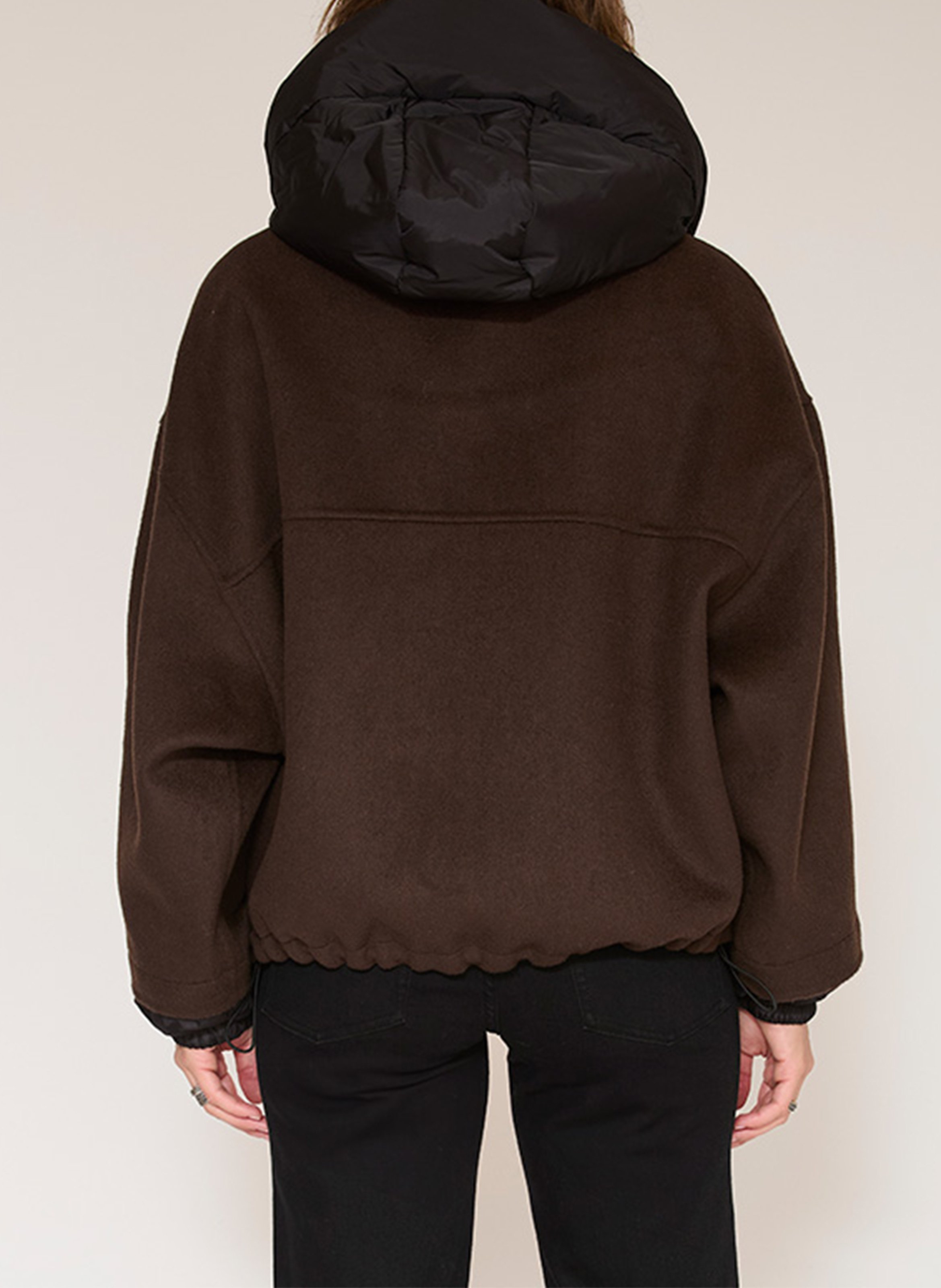 Veste ample col montant en laine mélangée MKT Marron