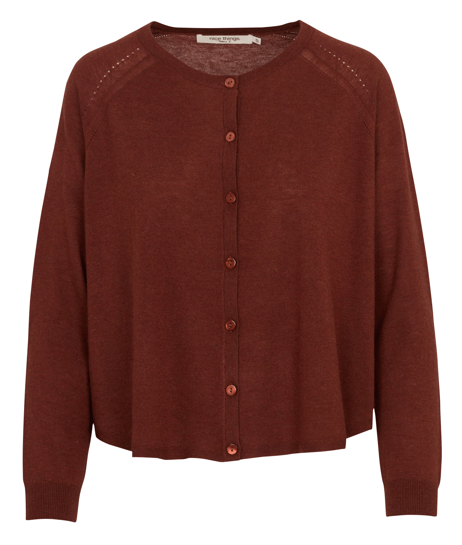 Vest met ronde hals en knoopsluiting in effen kleur NICE THINGS Bruin