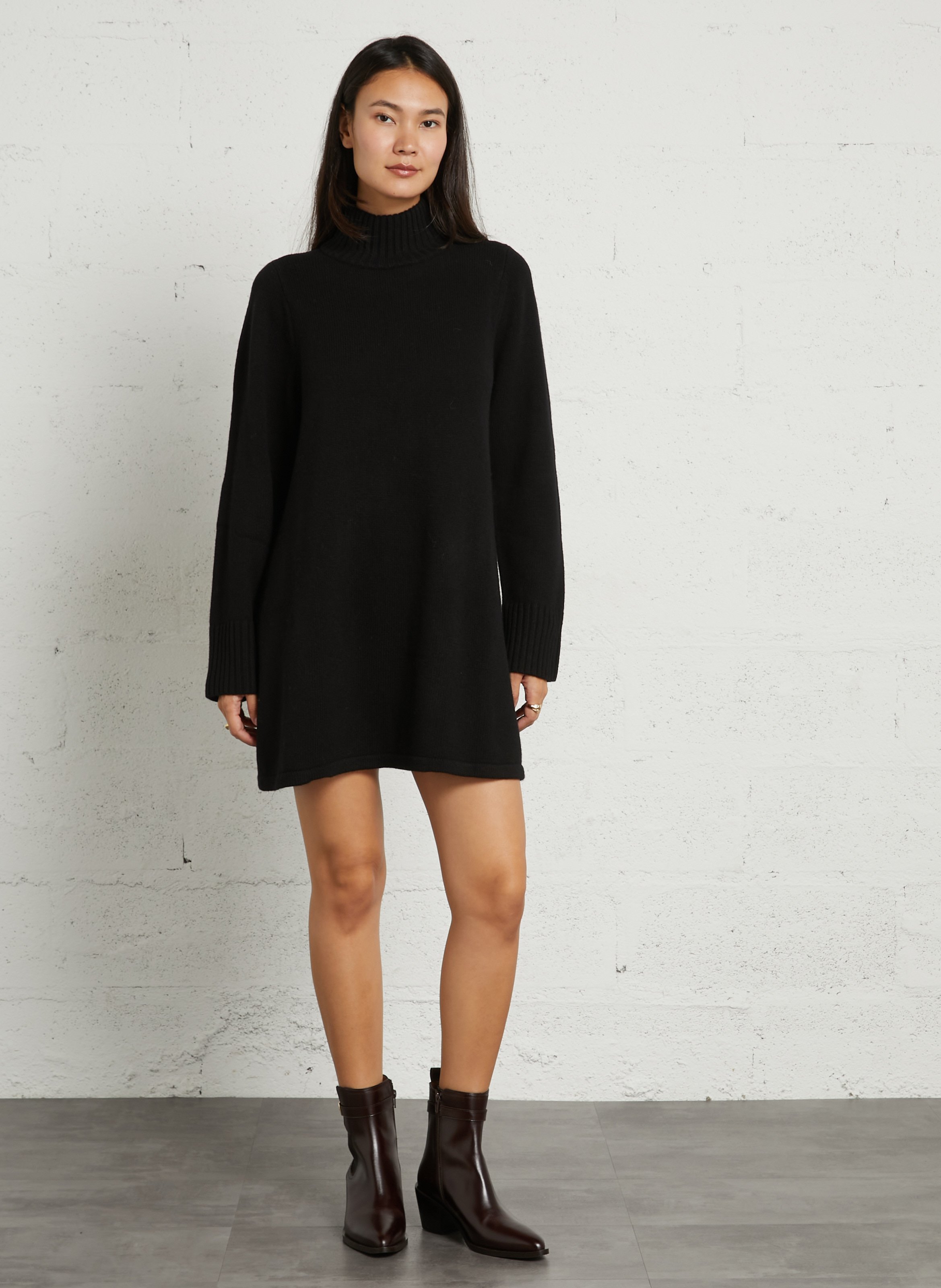 Pulloverkleid aus Wolle mit Stehkragen PETITE MENDIGOTE Schwarz