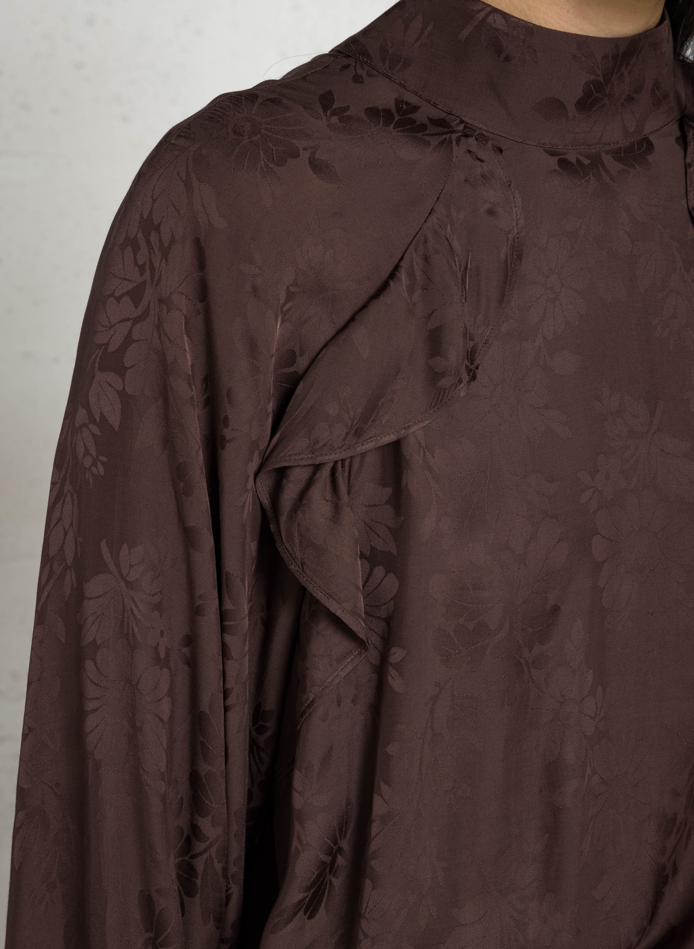 Bluse mit geschlossenem Kragen aus Satinjacquard PETITE MENDIGOTE Braun
