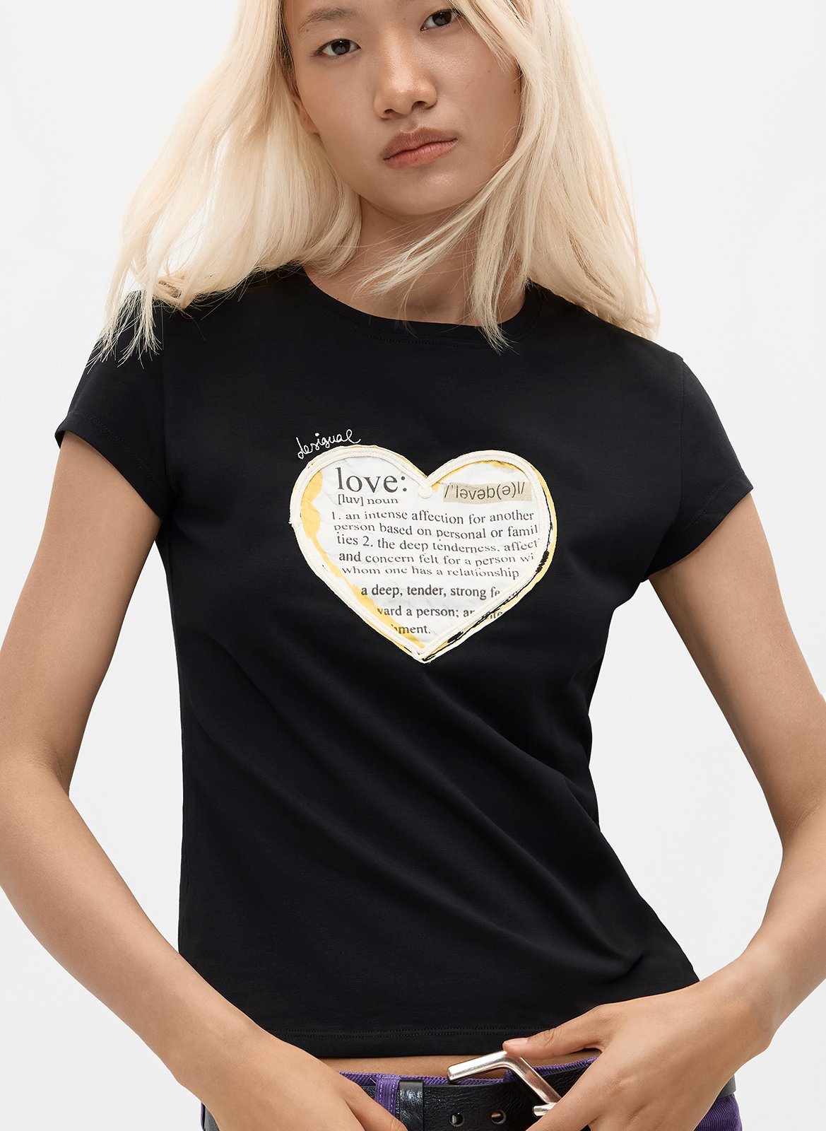 Straight-cut cotton-blend round-neck T-shirt DESIGUAL Black