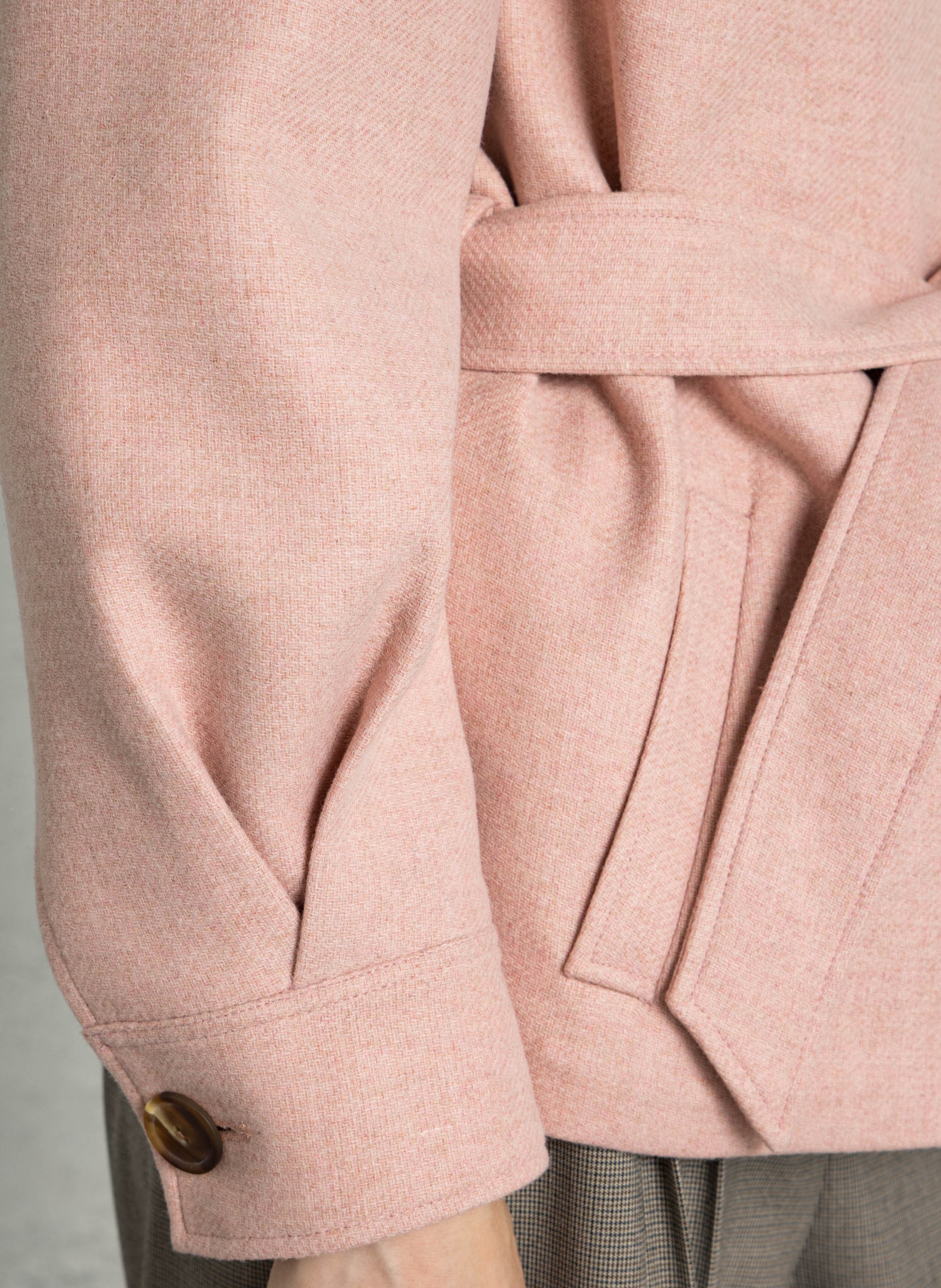 Manteau droit col classique avec ceinture en laine mélangée MAISON 123 Rose