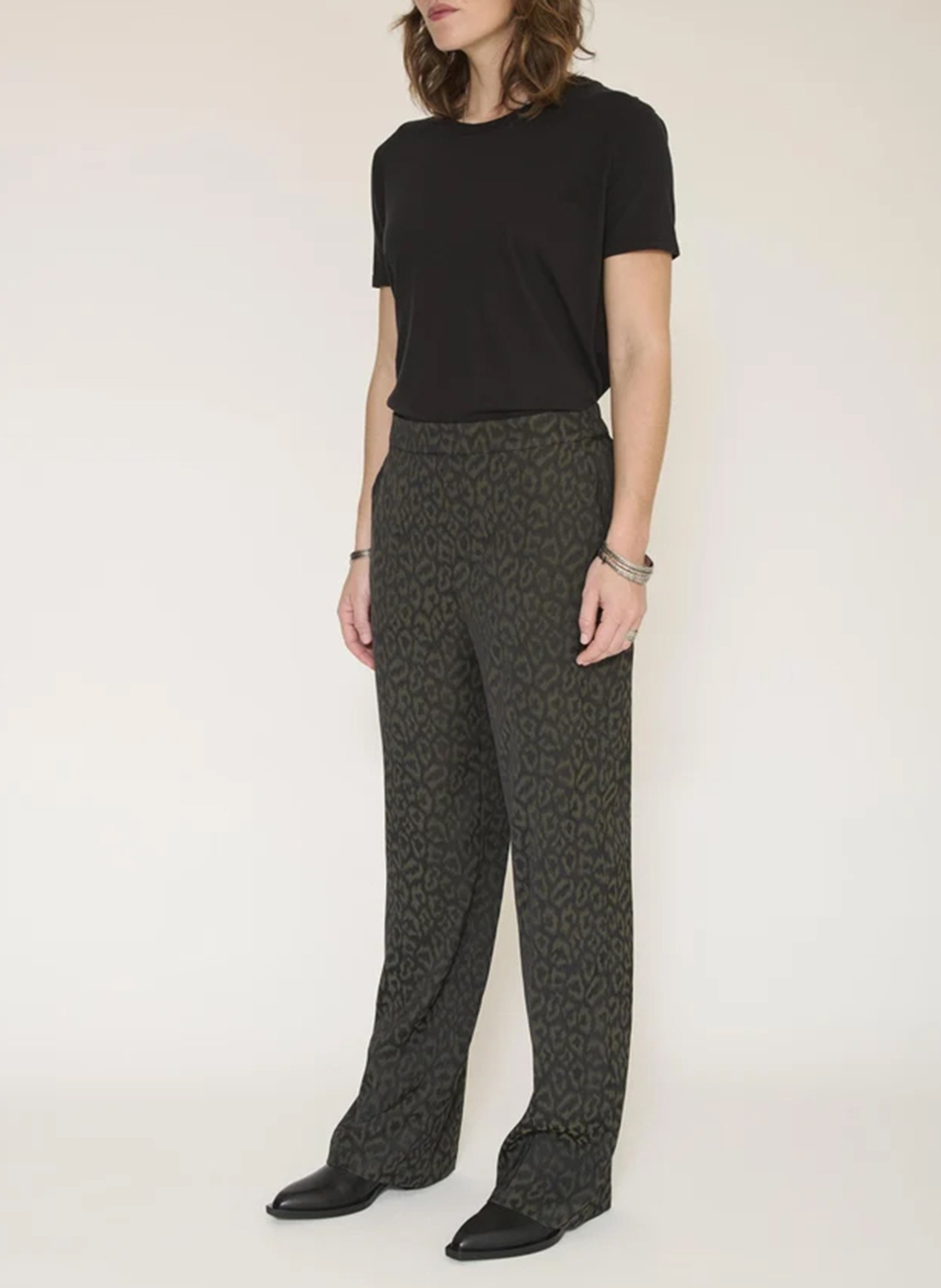 Gerade geschnittene Hose mit Animal-Print MKT Schwarz