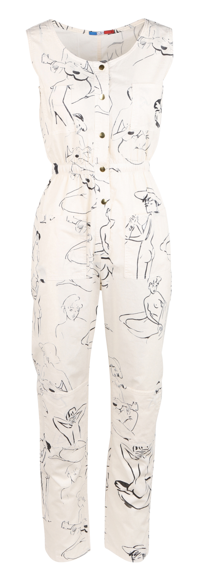 Combinaison col rond imprimée en coton G.KERO Multicolore