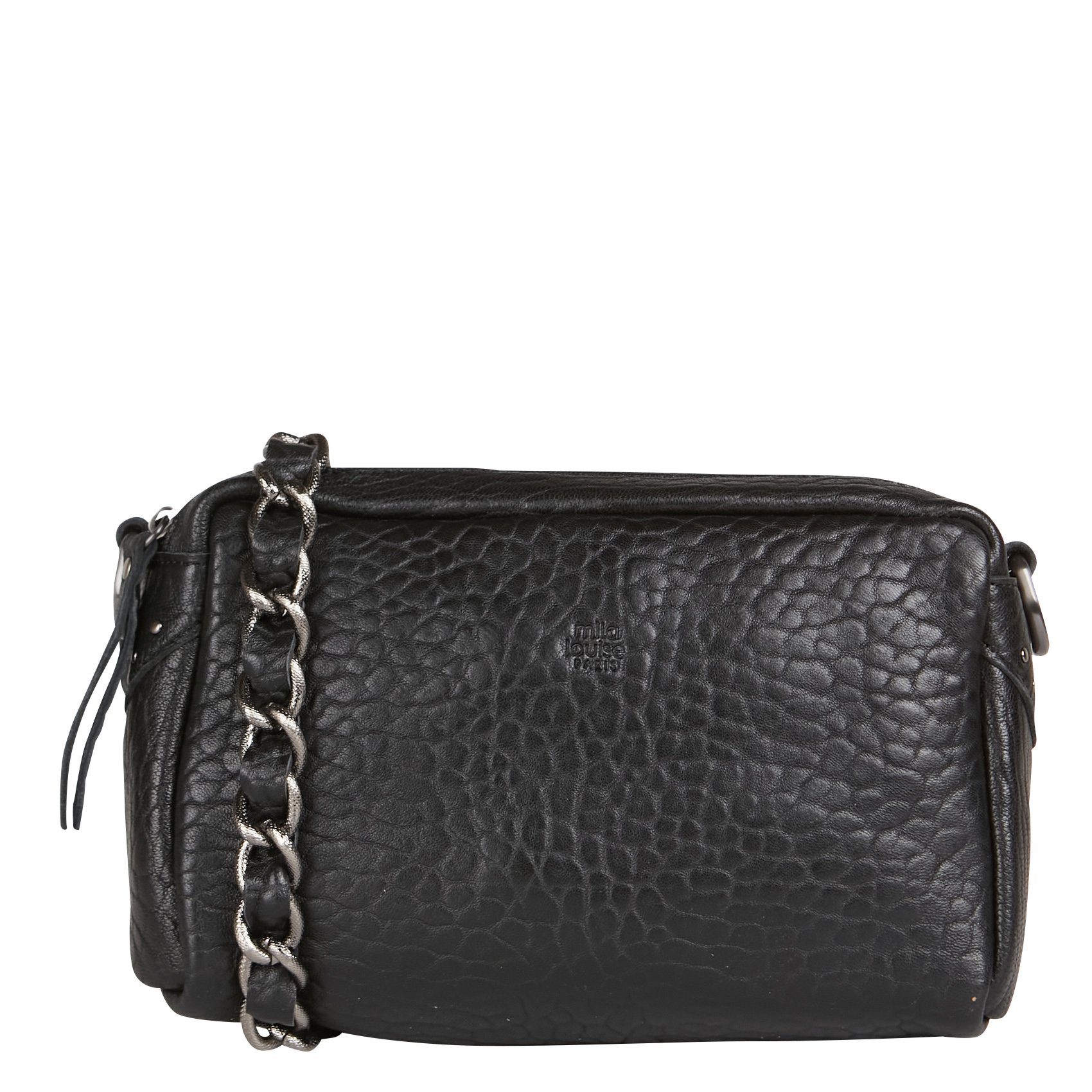 Leren schoudertas met motief in reliëf MILA LOUISE