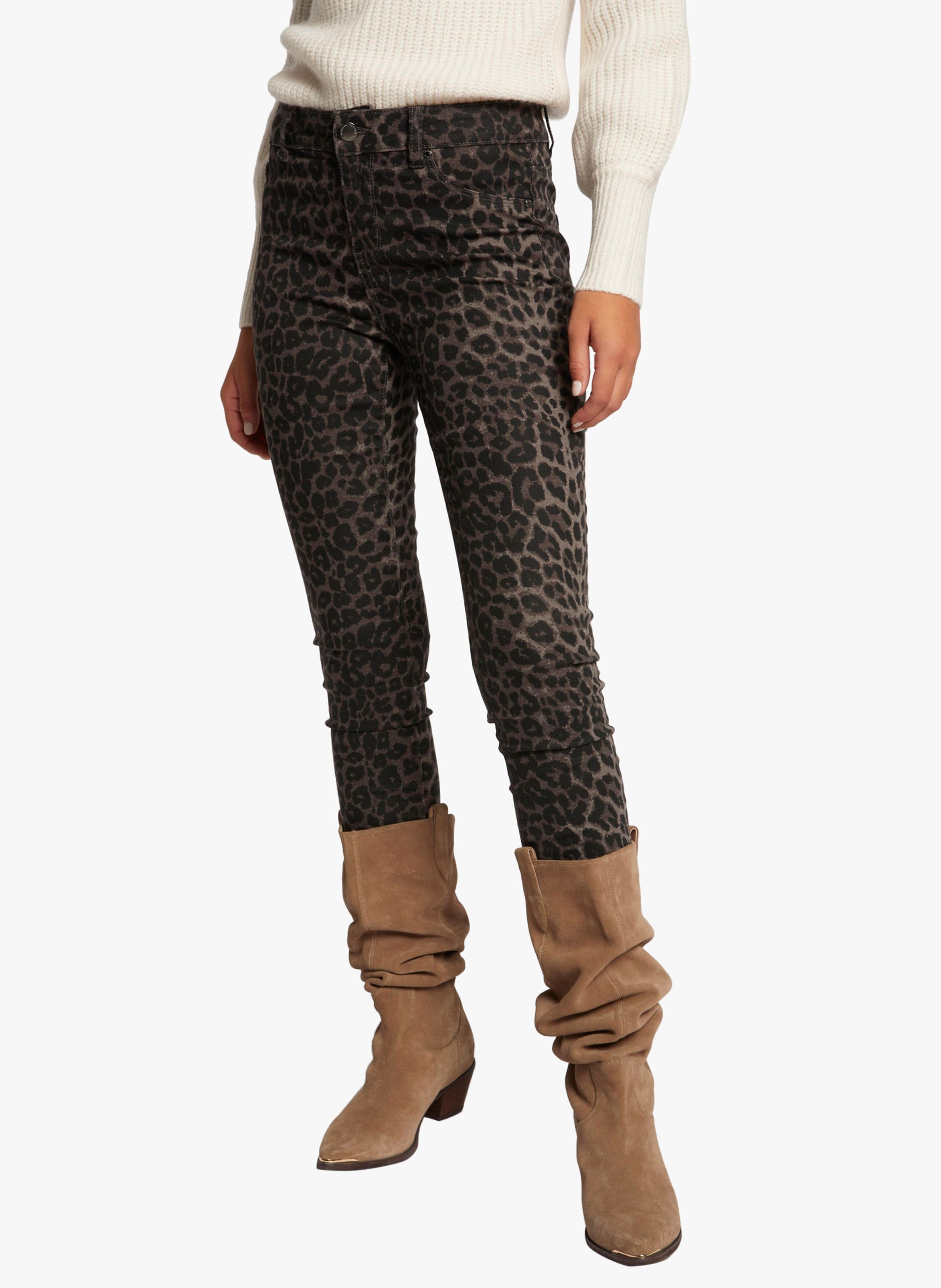 Leopard print Shuffled Cotton blend Skinny Jeans Multico Morgan