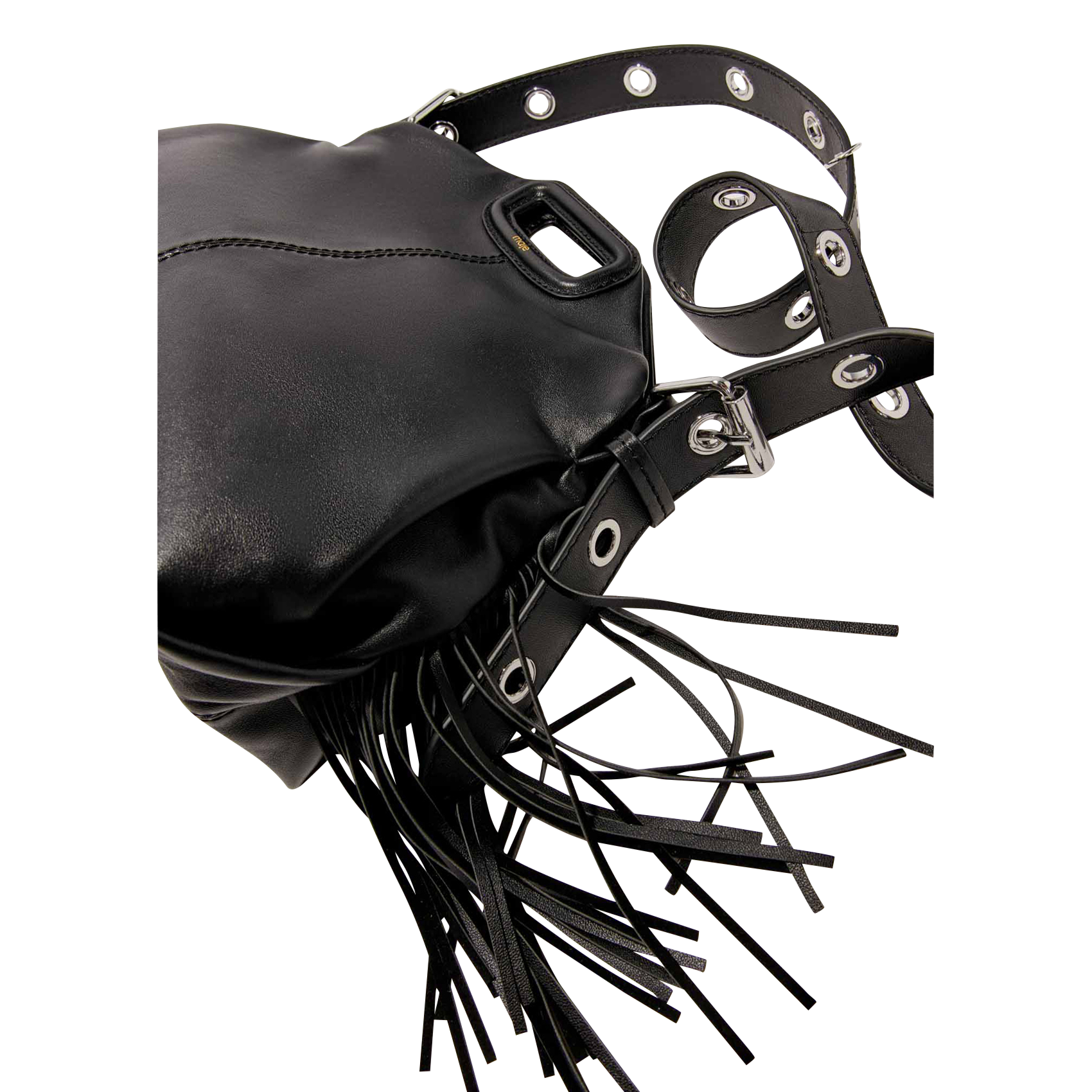 Gladde, leren schoudertas MAJE Zwart