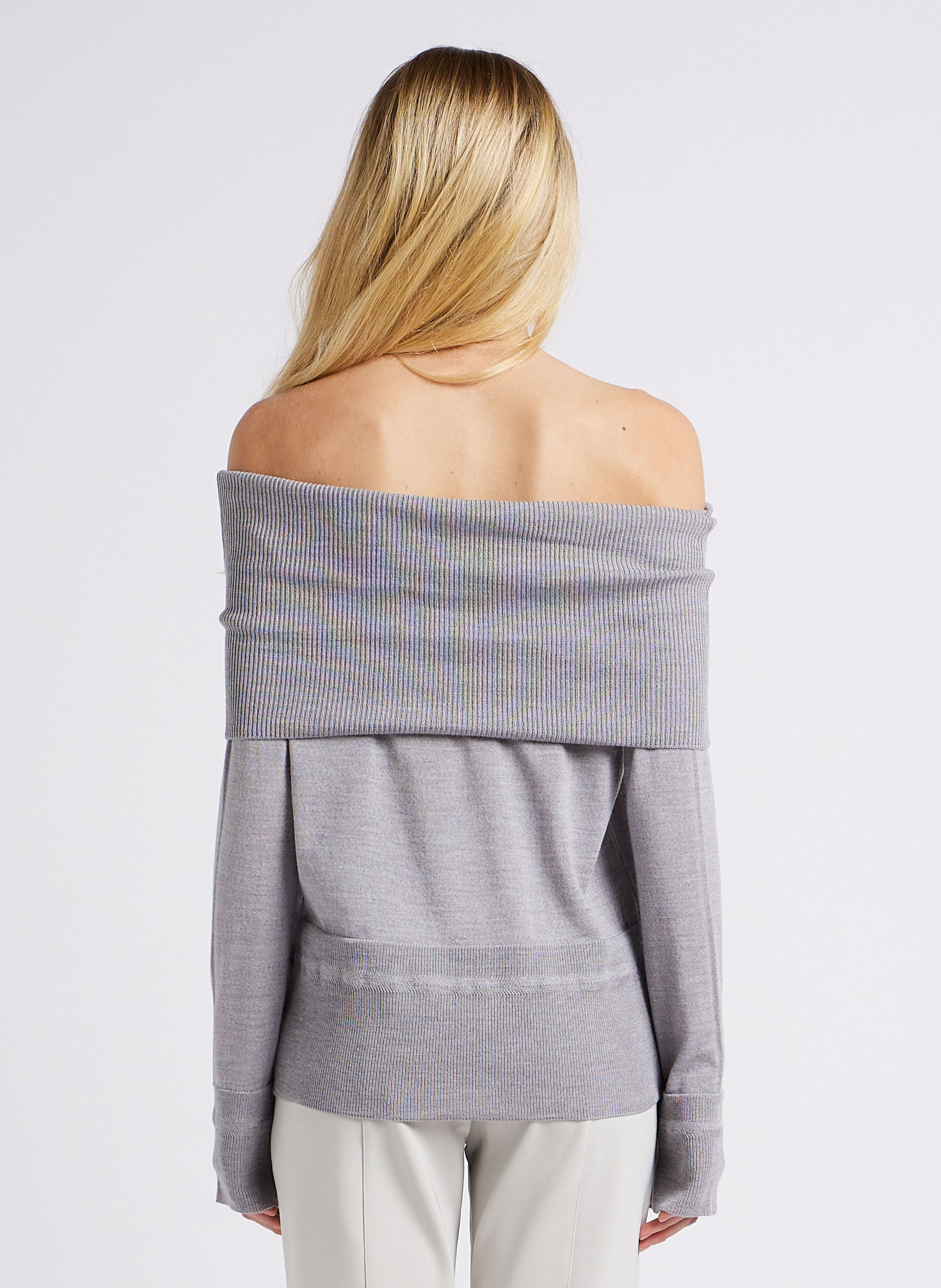 Pull droit épaules dénudées en laine MAX MARA LEISURE Gris