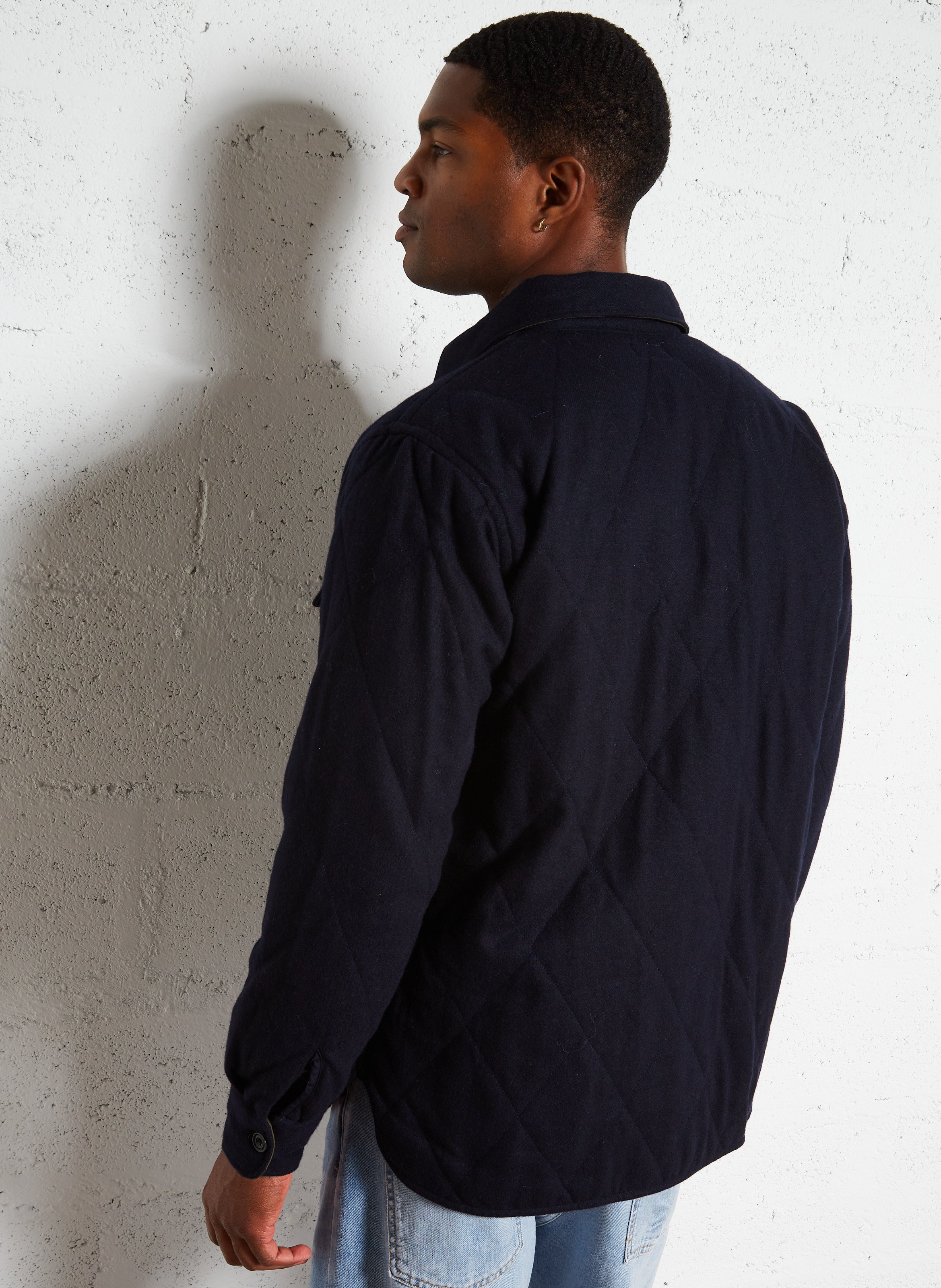 Surchemise droite en laine mélangée  HARTFORD Bleu