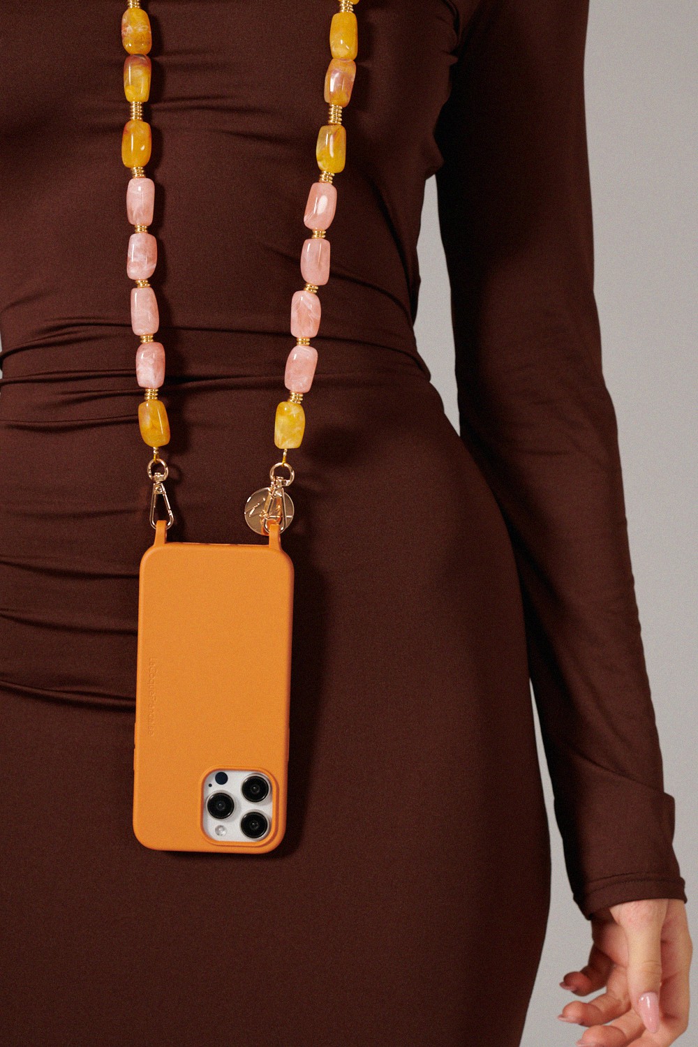 Beaded phone chain Yellow