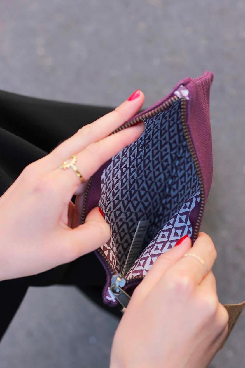 Cotton clutch bag Purple
