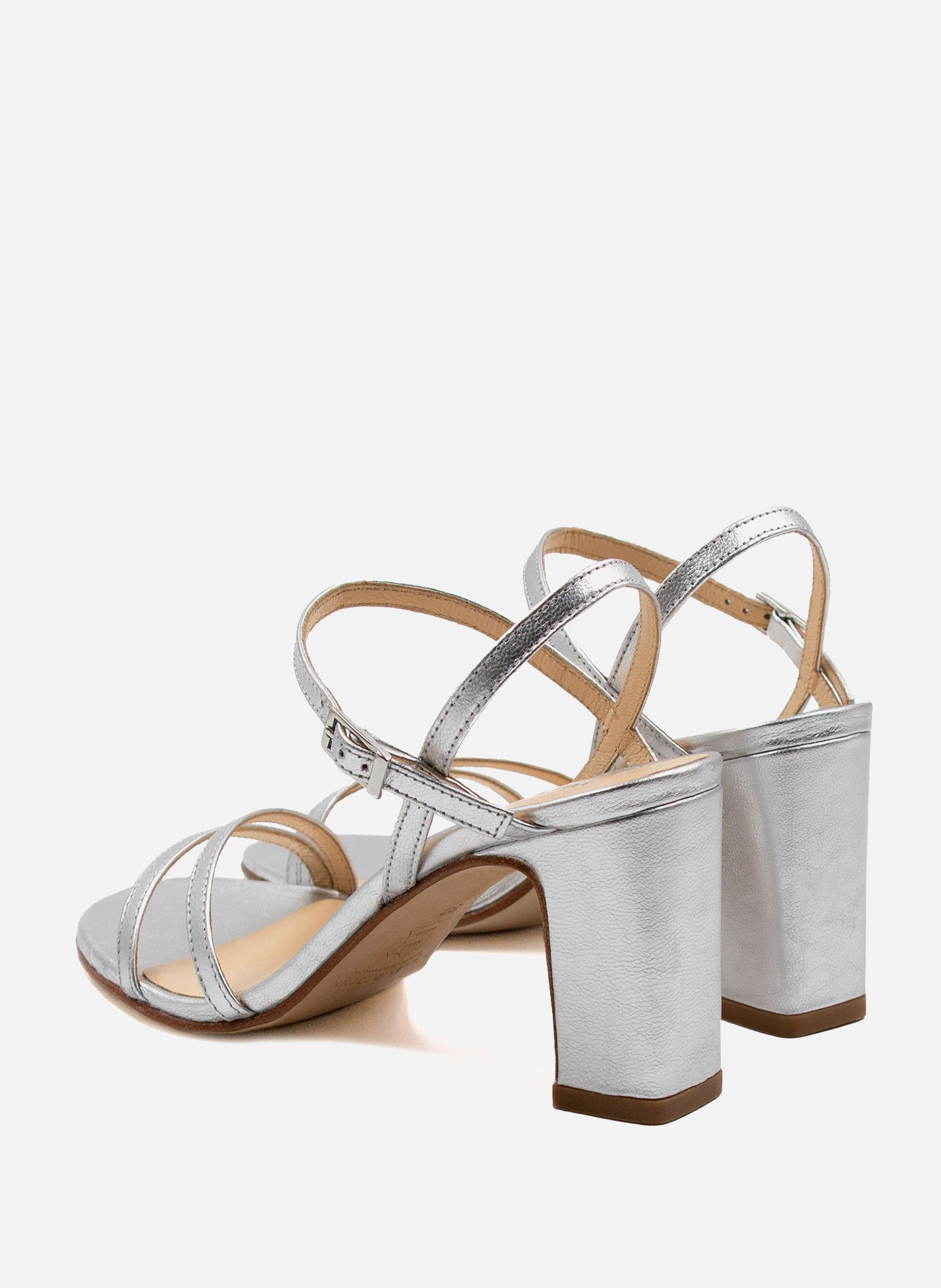 Strappy metallic leather heels JULES & JENN Silver