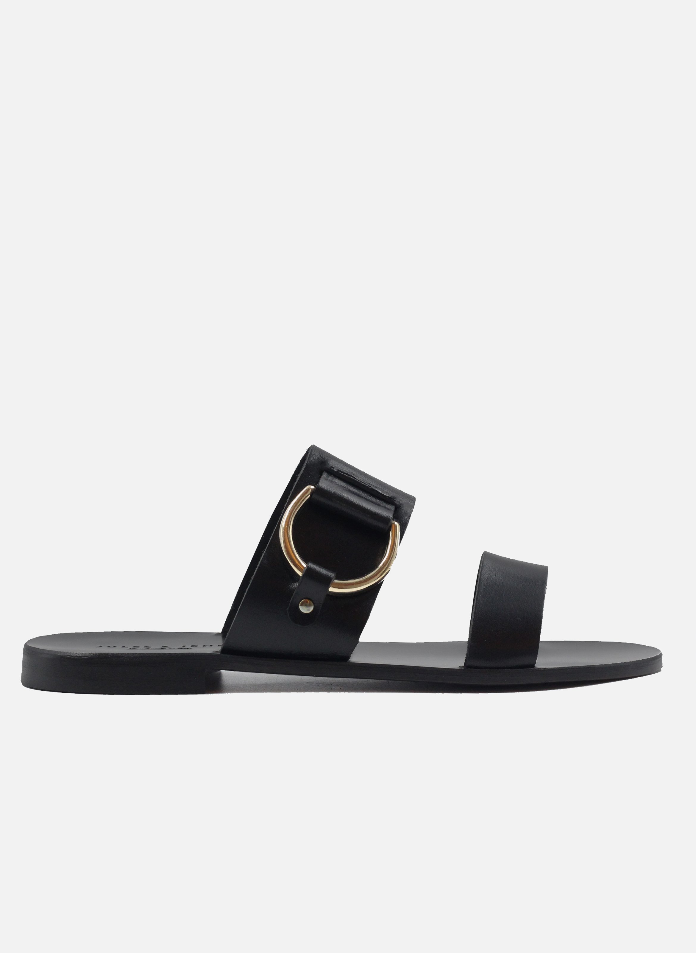 Leather sandals with buckle JULES & JENN Black