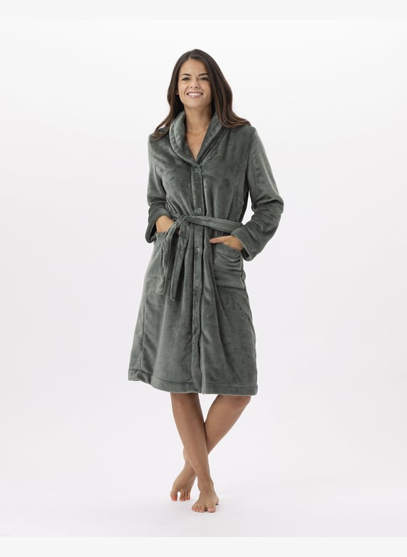 Robe de chambre en peluche flanelle Essentiel h51b Vert Le chat