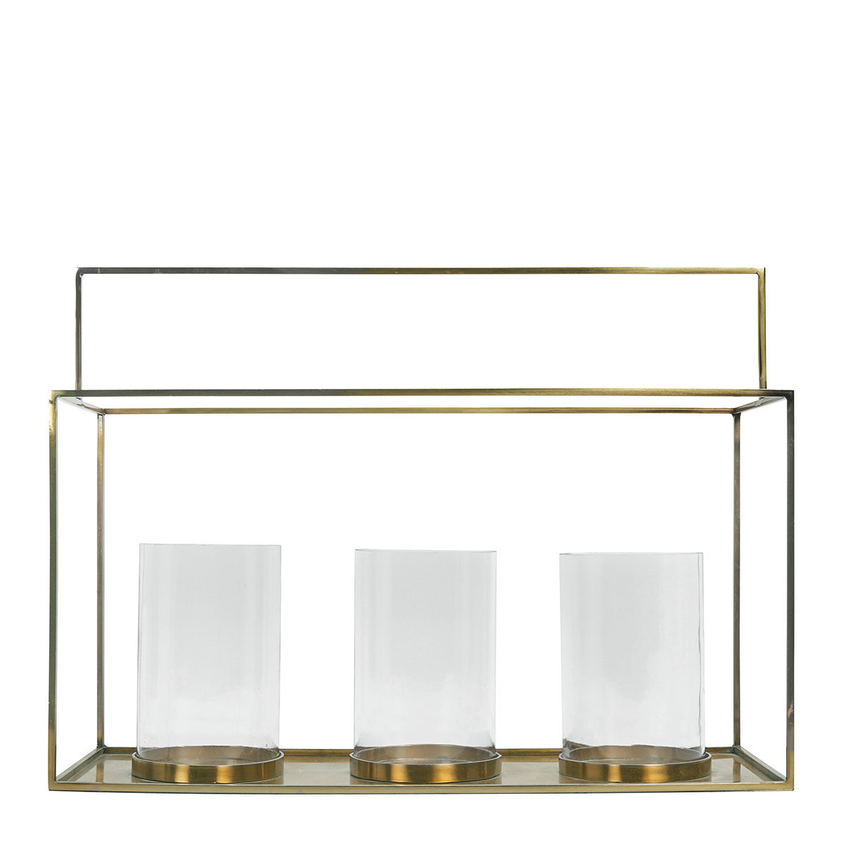 Hector 3-glass lantern in brass finish metal BLANC D'IVOIRE Golden