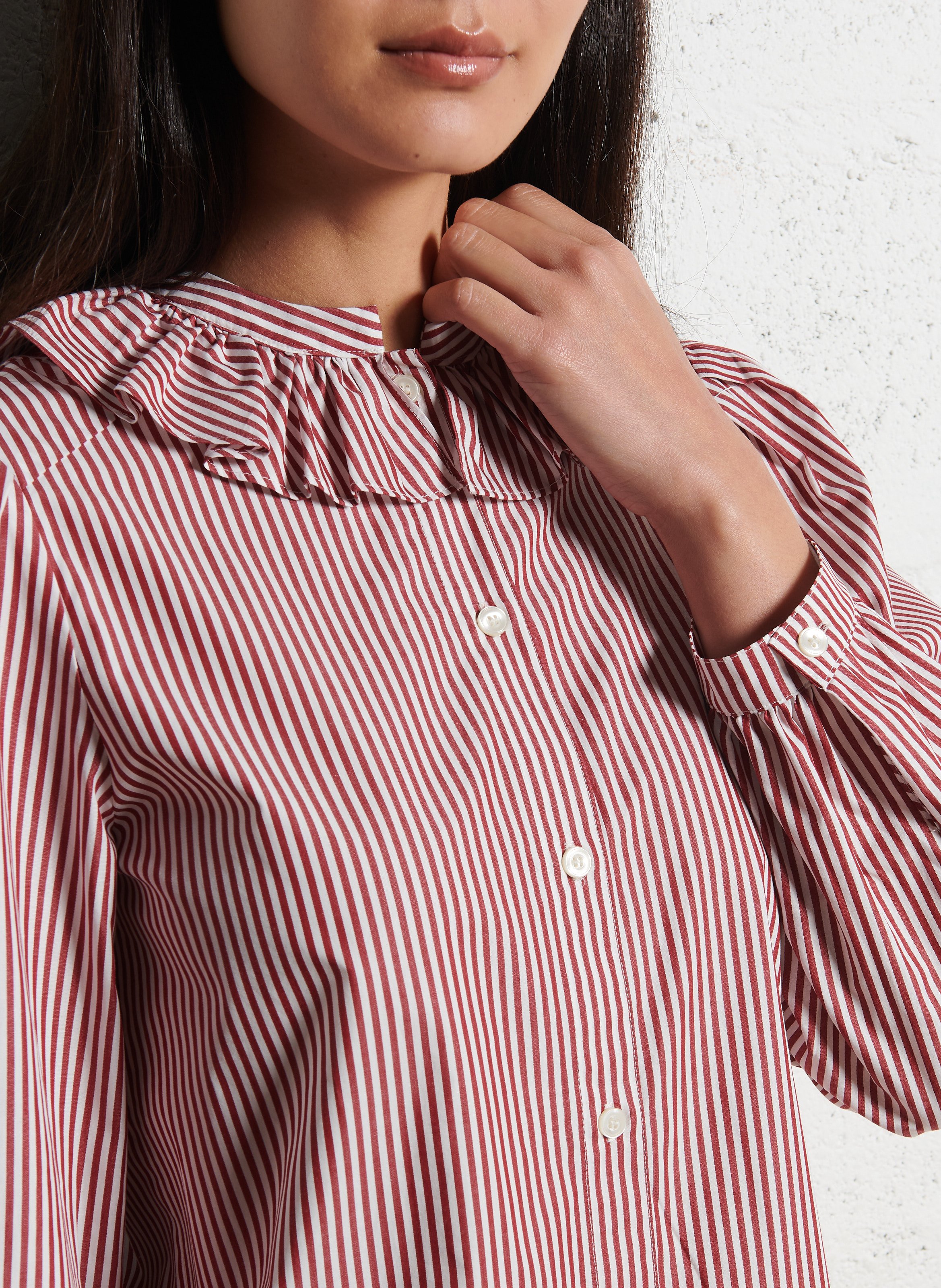 Rechte katoenen gestreepte overhemd SUZIE WINKLE Rood
