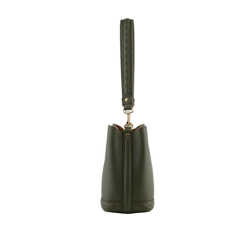 Satchel - cowhide leather POURCHET Khaki