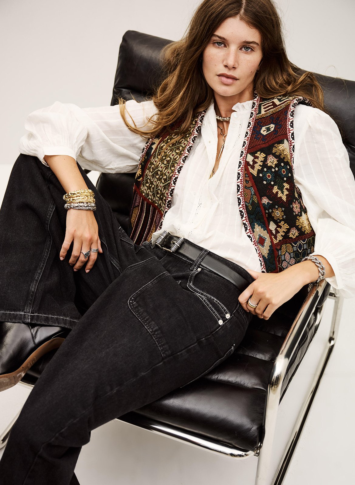 Gekleurde straight-fit jeans met 5 zakken BA&SH Zwart