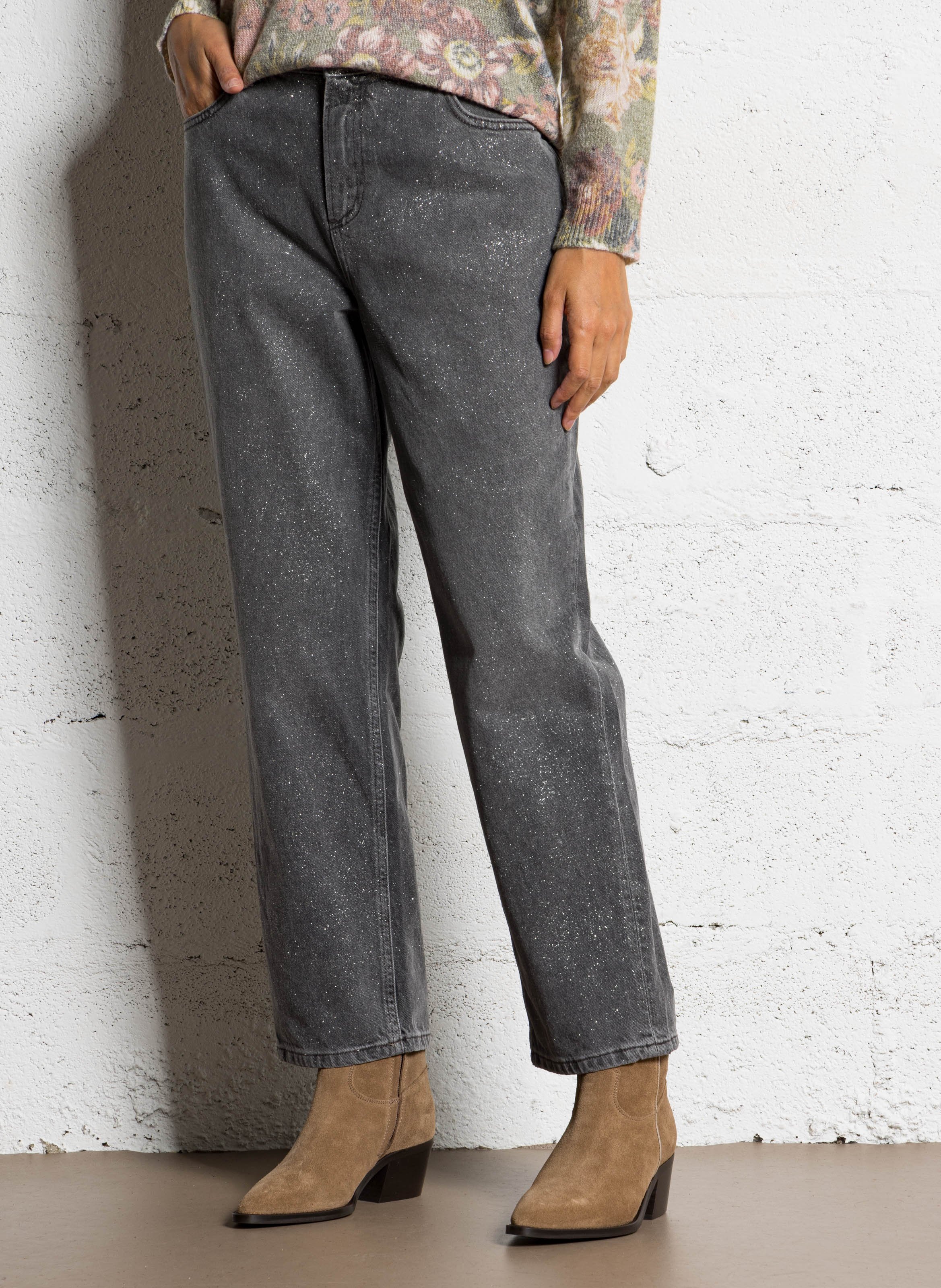 Gerade geschnittene Jeans mit Pailletten LIU JO Schwarz