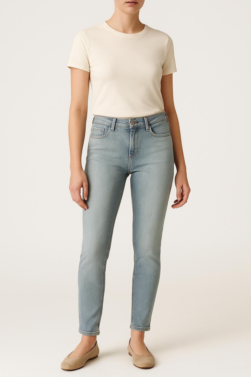 Cropped slim jeans with studs ACNE STUDIOS - Seconde Main Blue