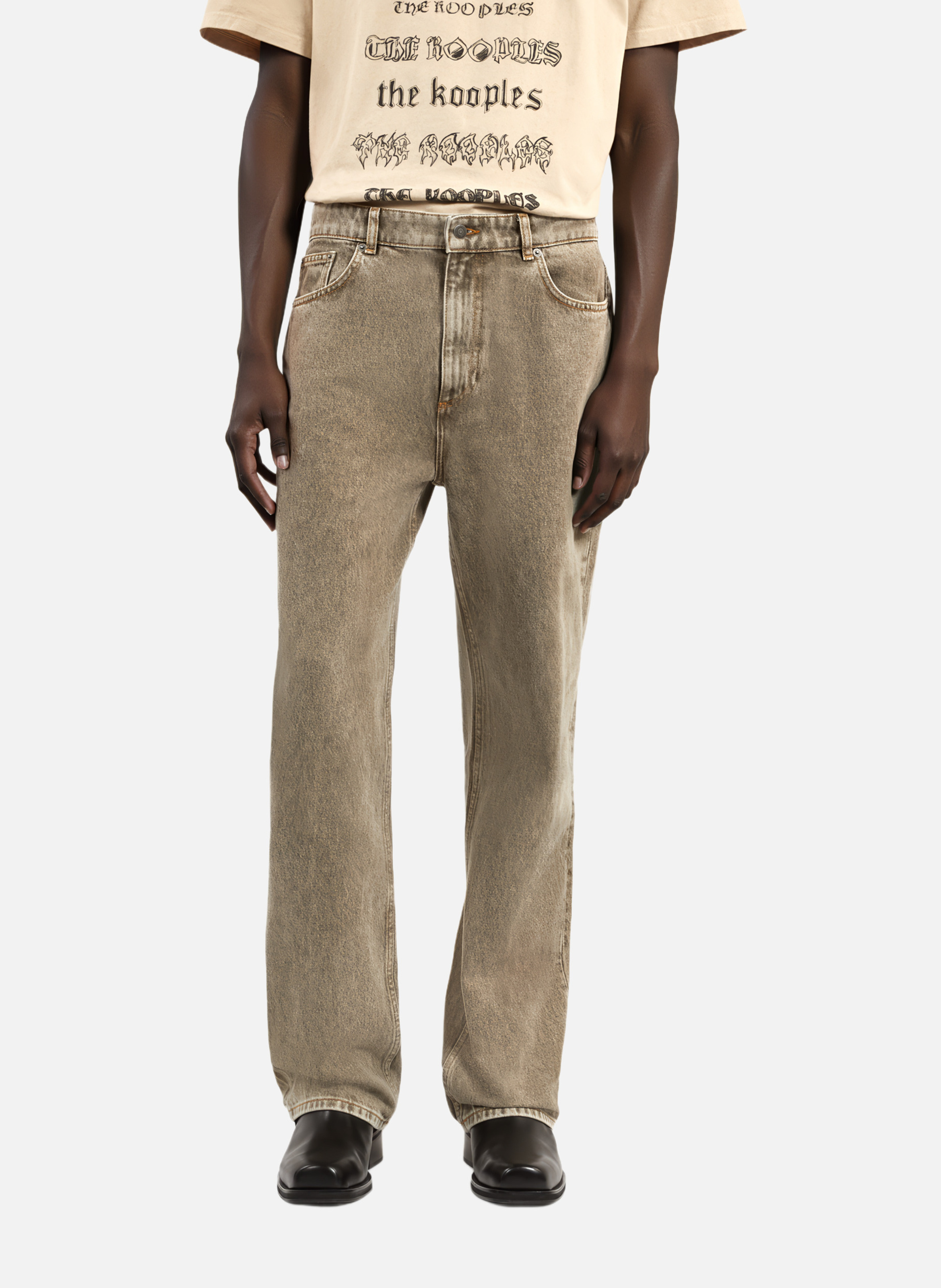 - Straight-leg jeans
- 5 pockets
- Straight cut
- Faded effect THE KOOPLES Green