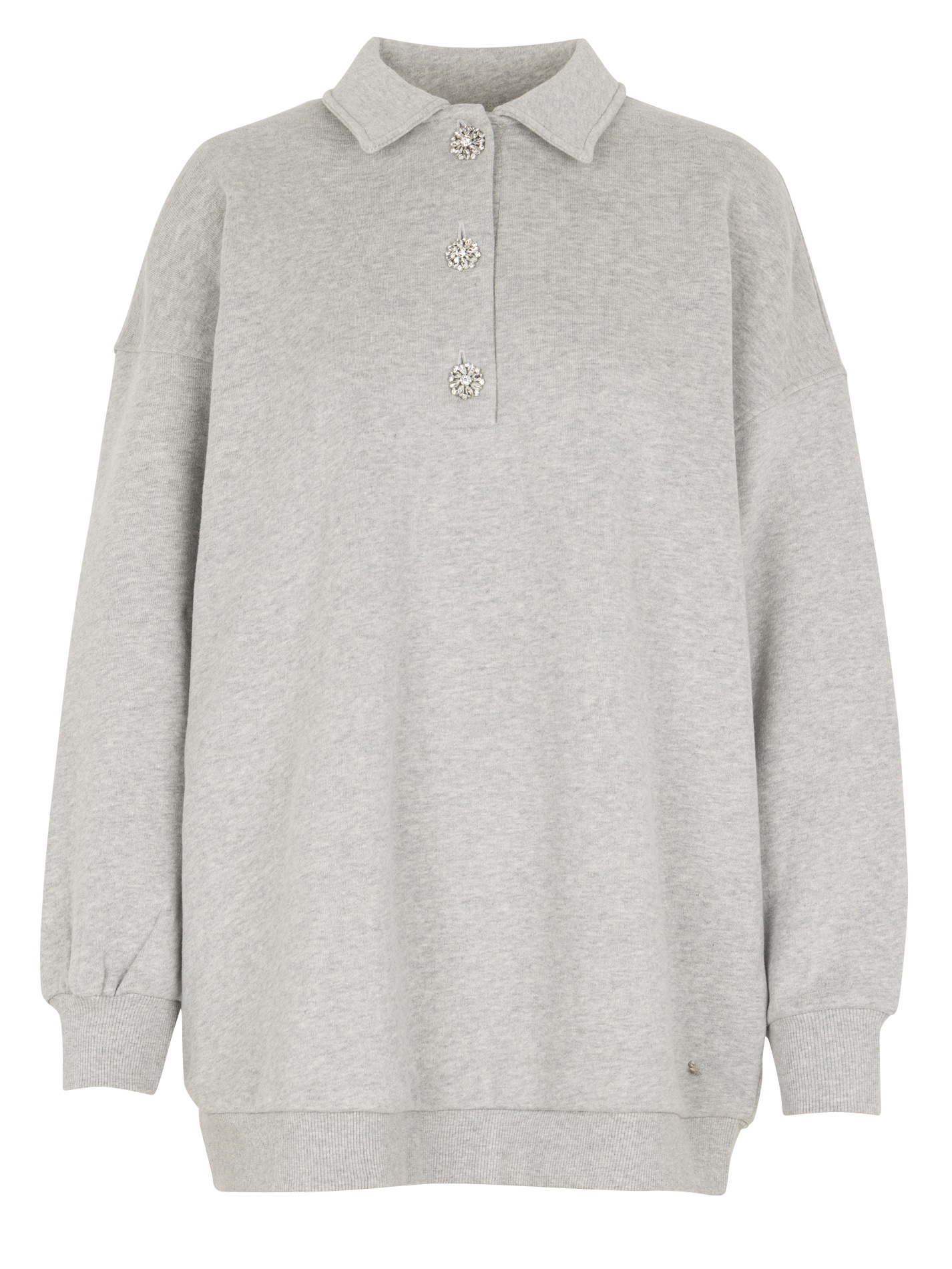 Oversized plain sweatshirt with decorative buttons DES PETITS HAUTS Grey