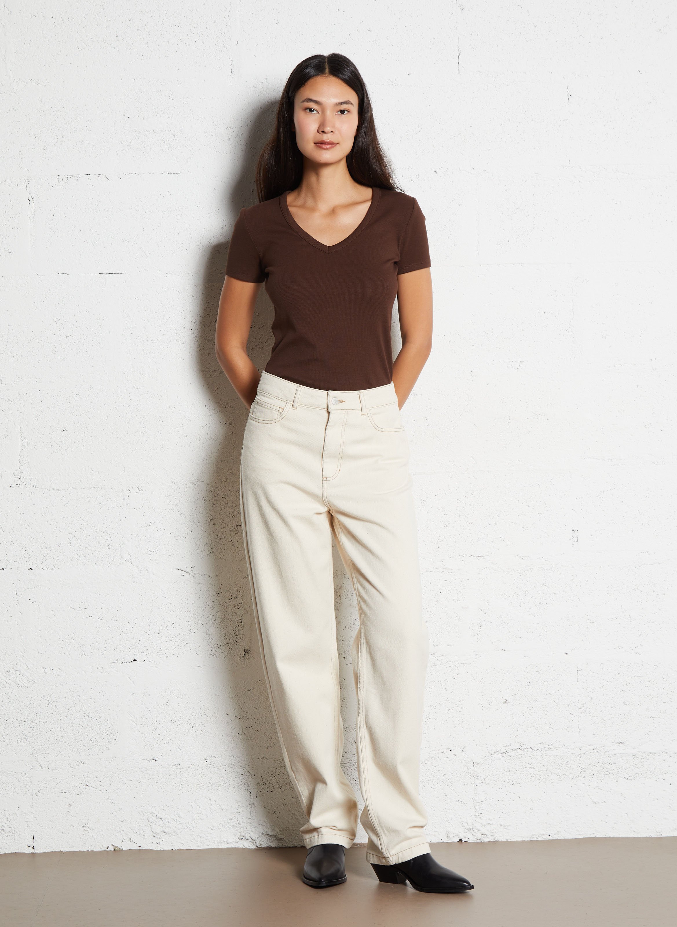 Katoenen jeans met rechte pijp THE NEW SOCIETY Beige