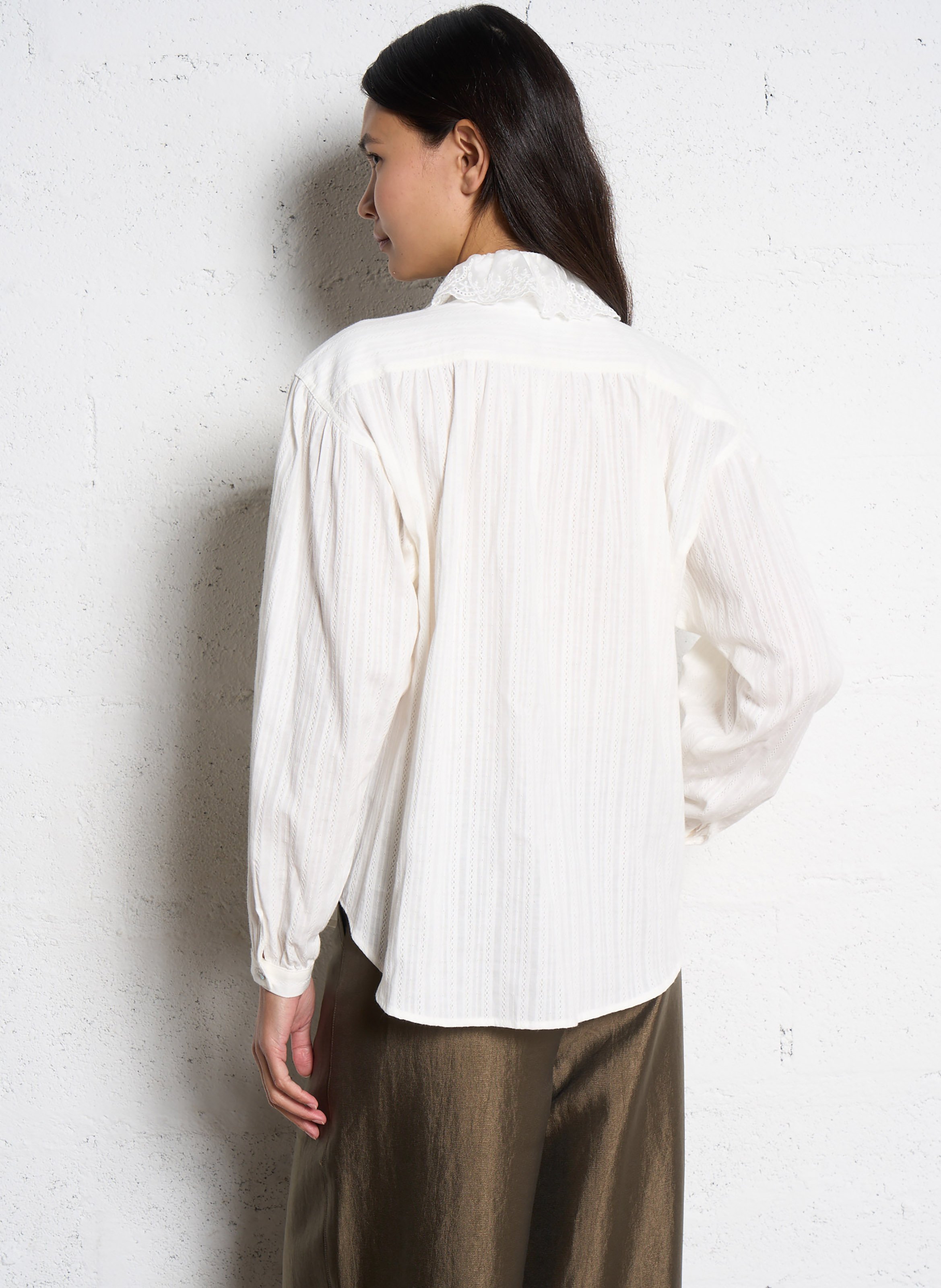 Cotton shirt with ruffled collar SOPHIE+LUCIE Beige