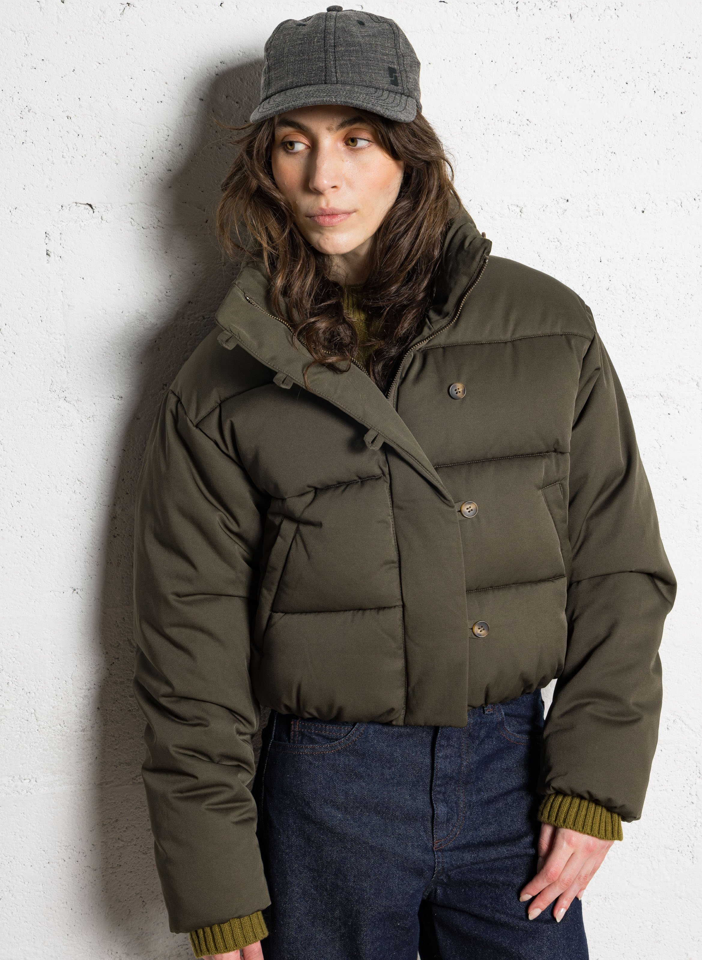 High-neck padded jacket SOEUR Khaki