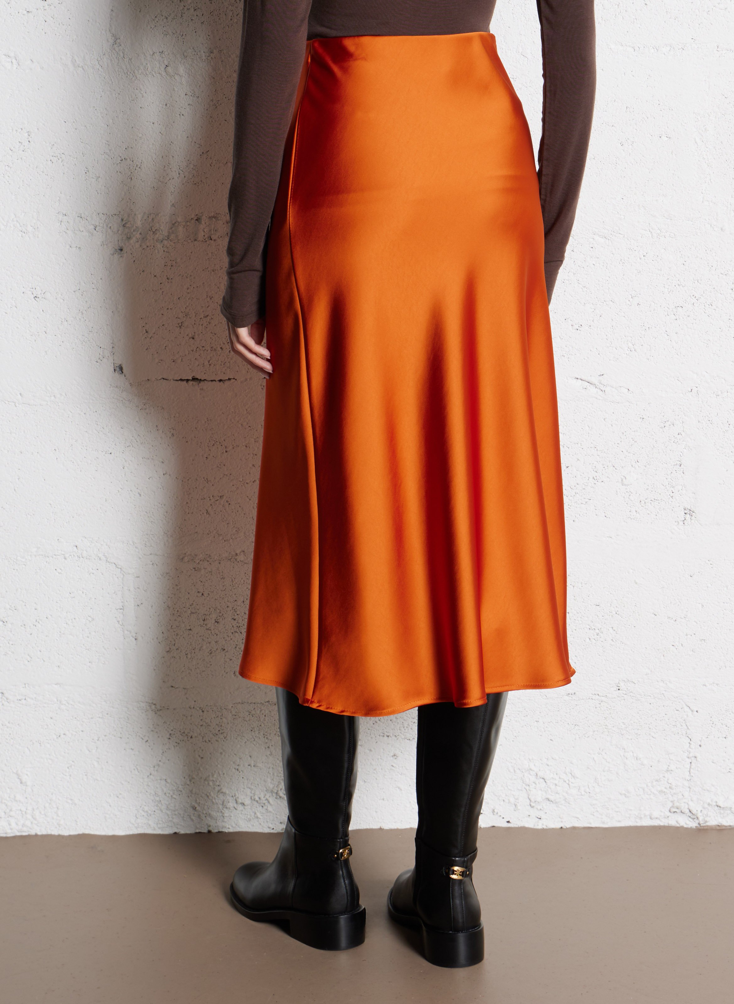 Einfarber ausgestellter Satinrock IMPERIAL Orange