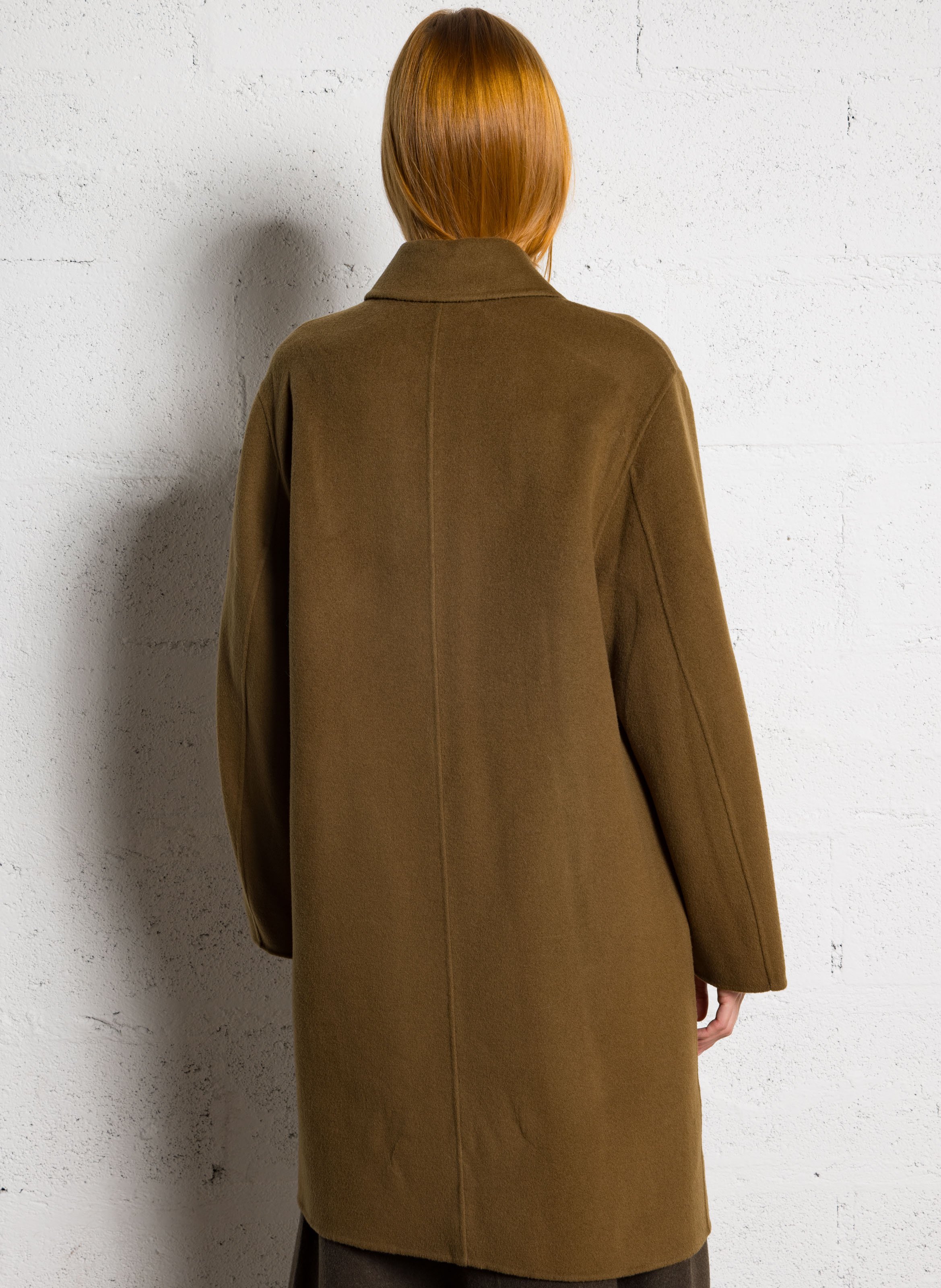 Manteau droit col classique en laine mélangée SOEUR Marron