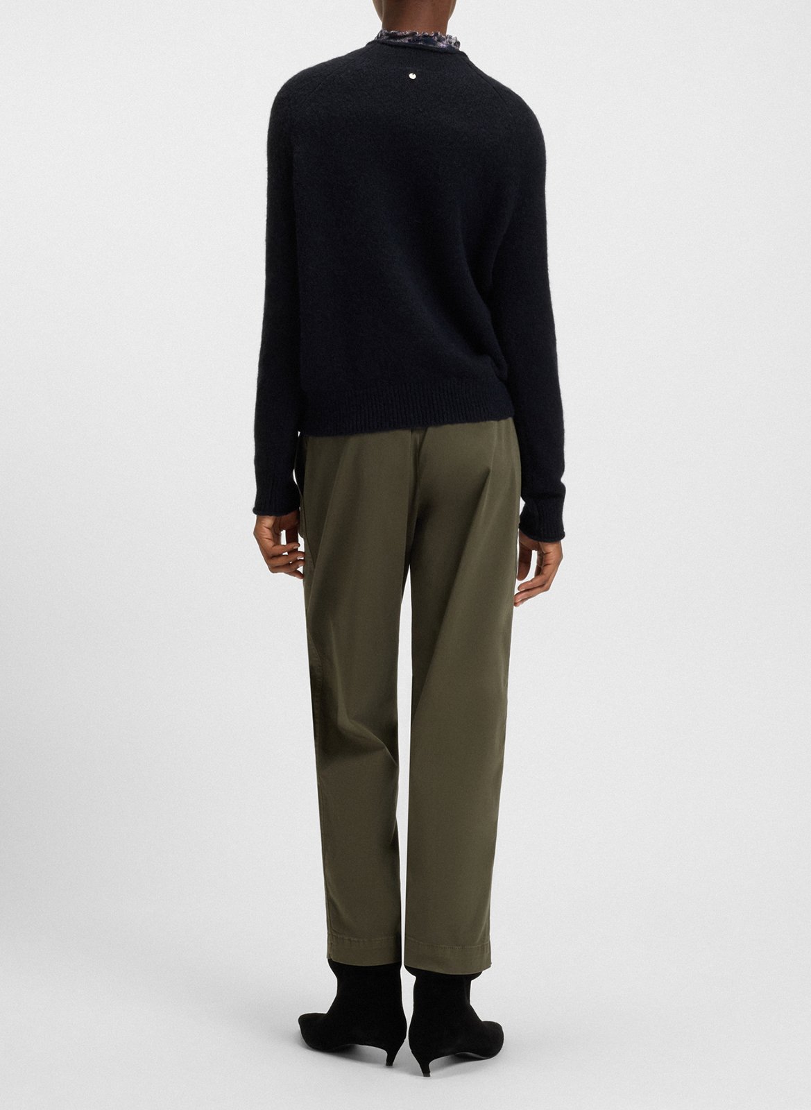 Pull droit col rond uni en laine mélangée BOSS Bleu