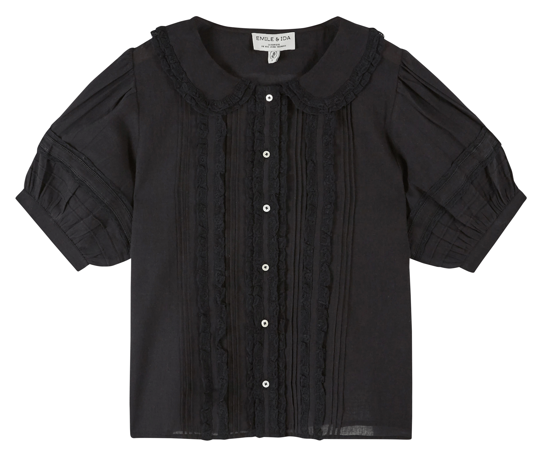 Blouse with organic cotton Peter Pan collar EMILE ET IDA Black