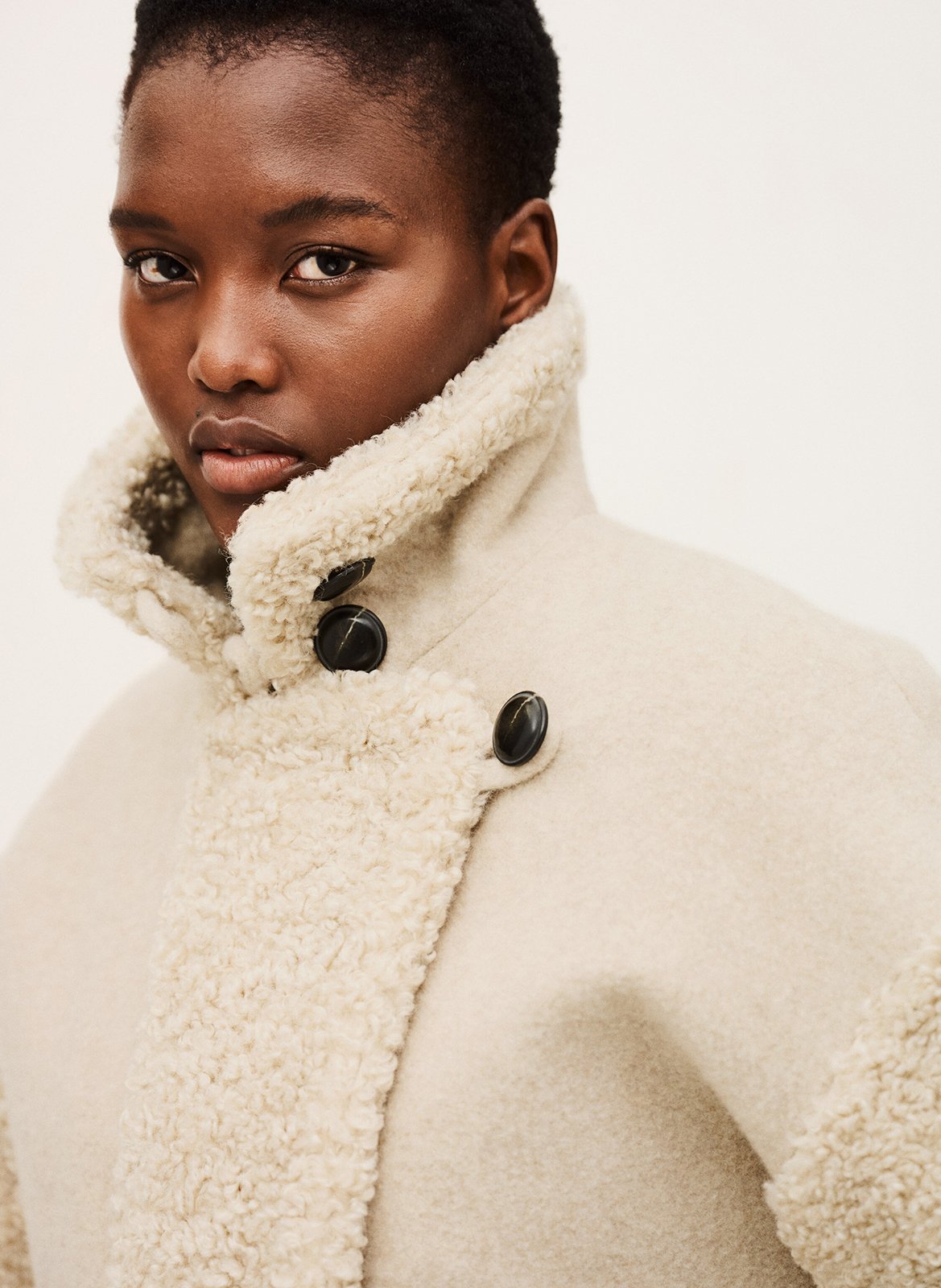 Korte jas met kraag en bonteffect BA&SH Beige