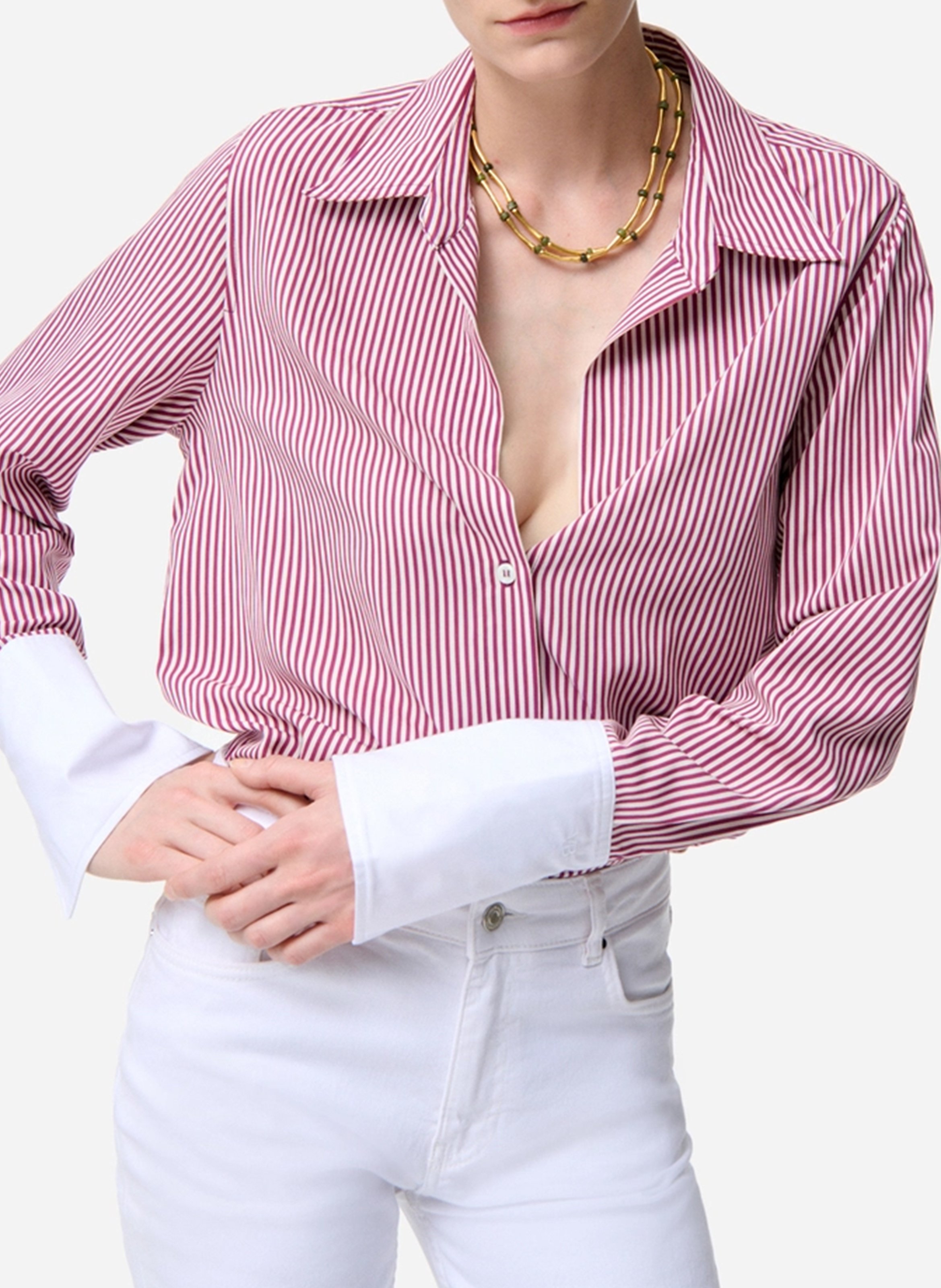 Oversized shirt with thin stripes VANESSA BRUNO Pink