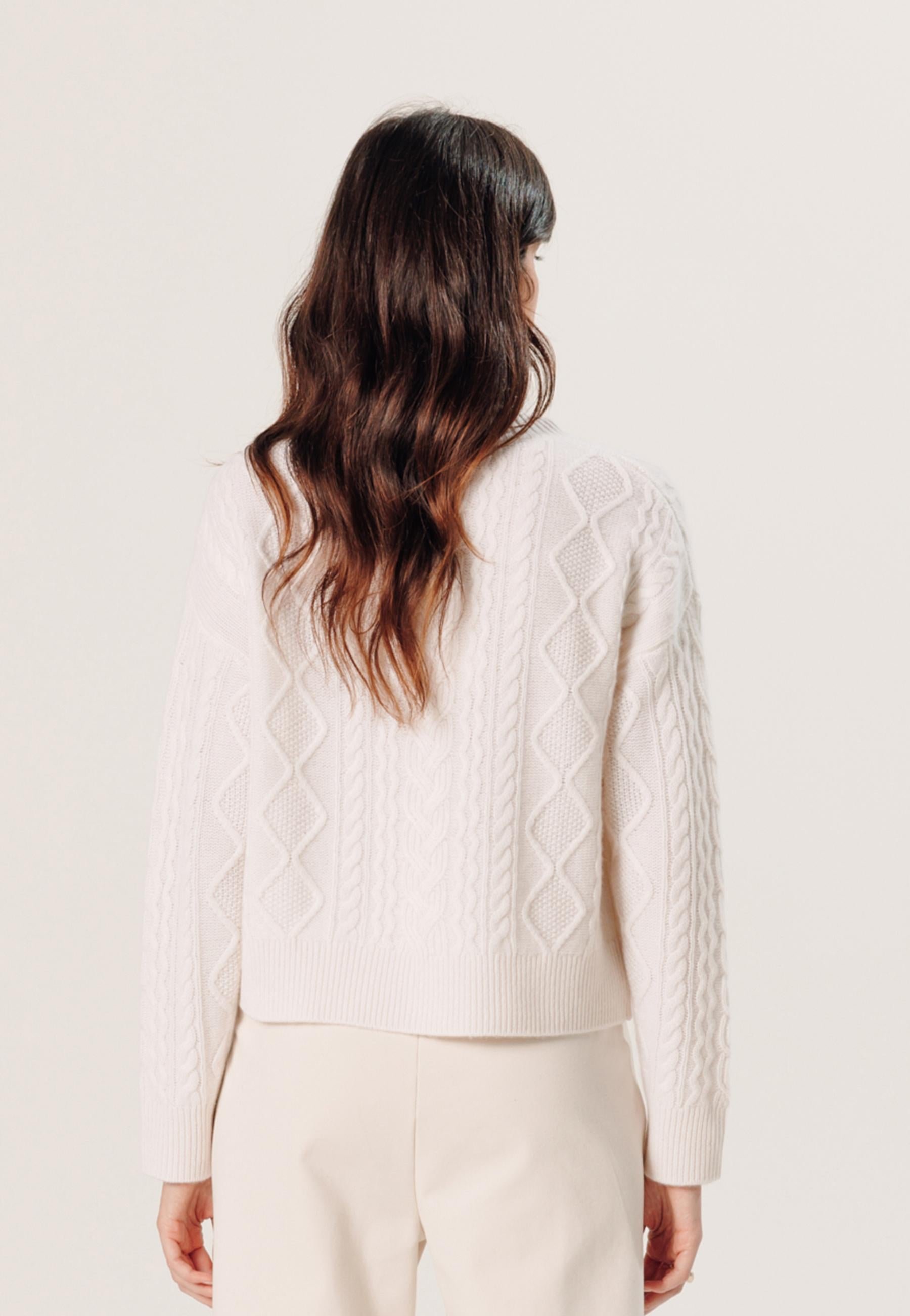 Twisted Cashmere Turtleneck Sweater RODIER White