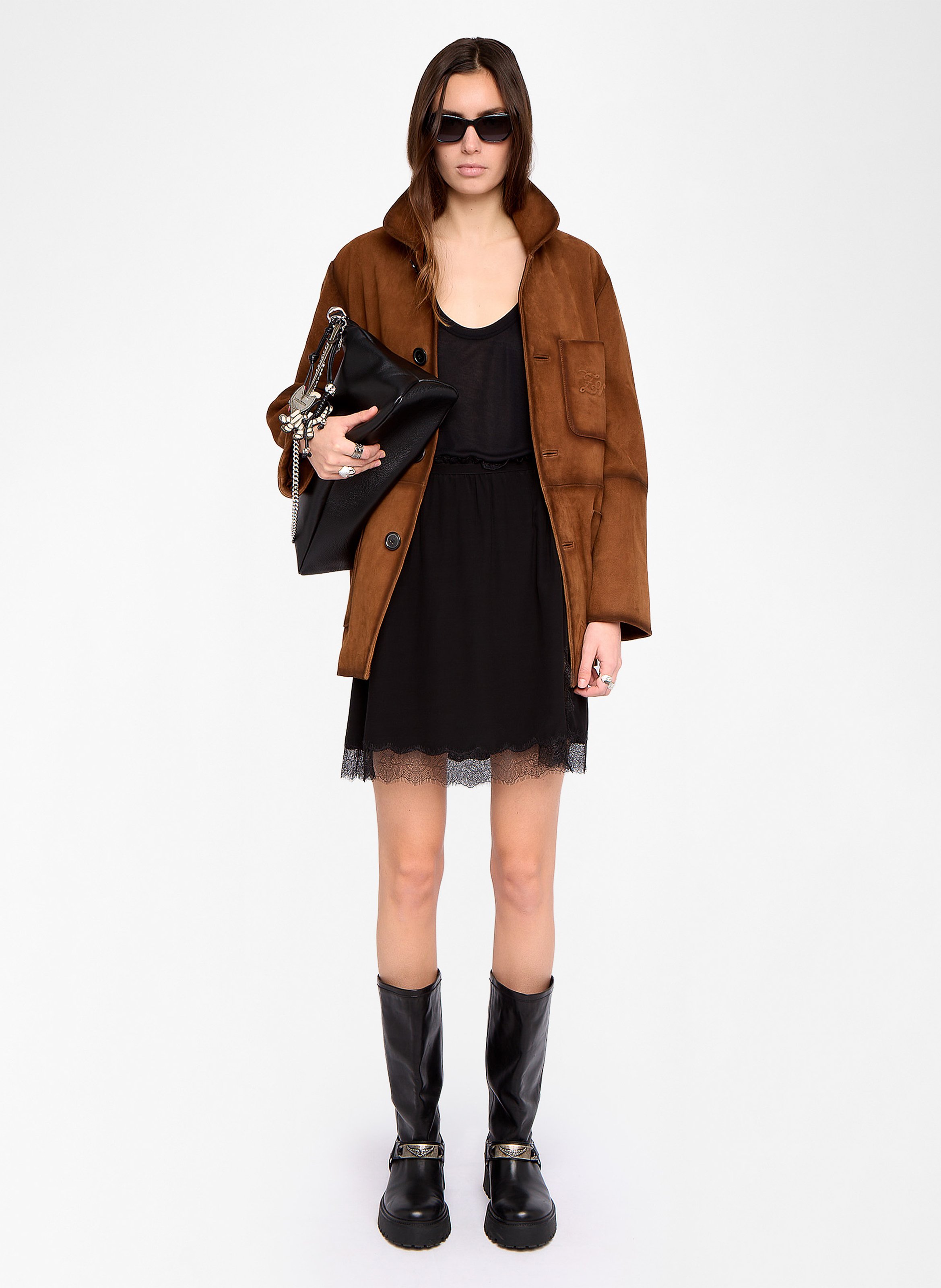 Jupe courte en dentelle ZADIG&amp;VOLTAIRE Noir