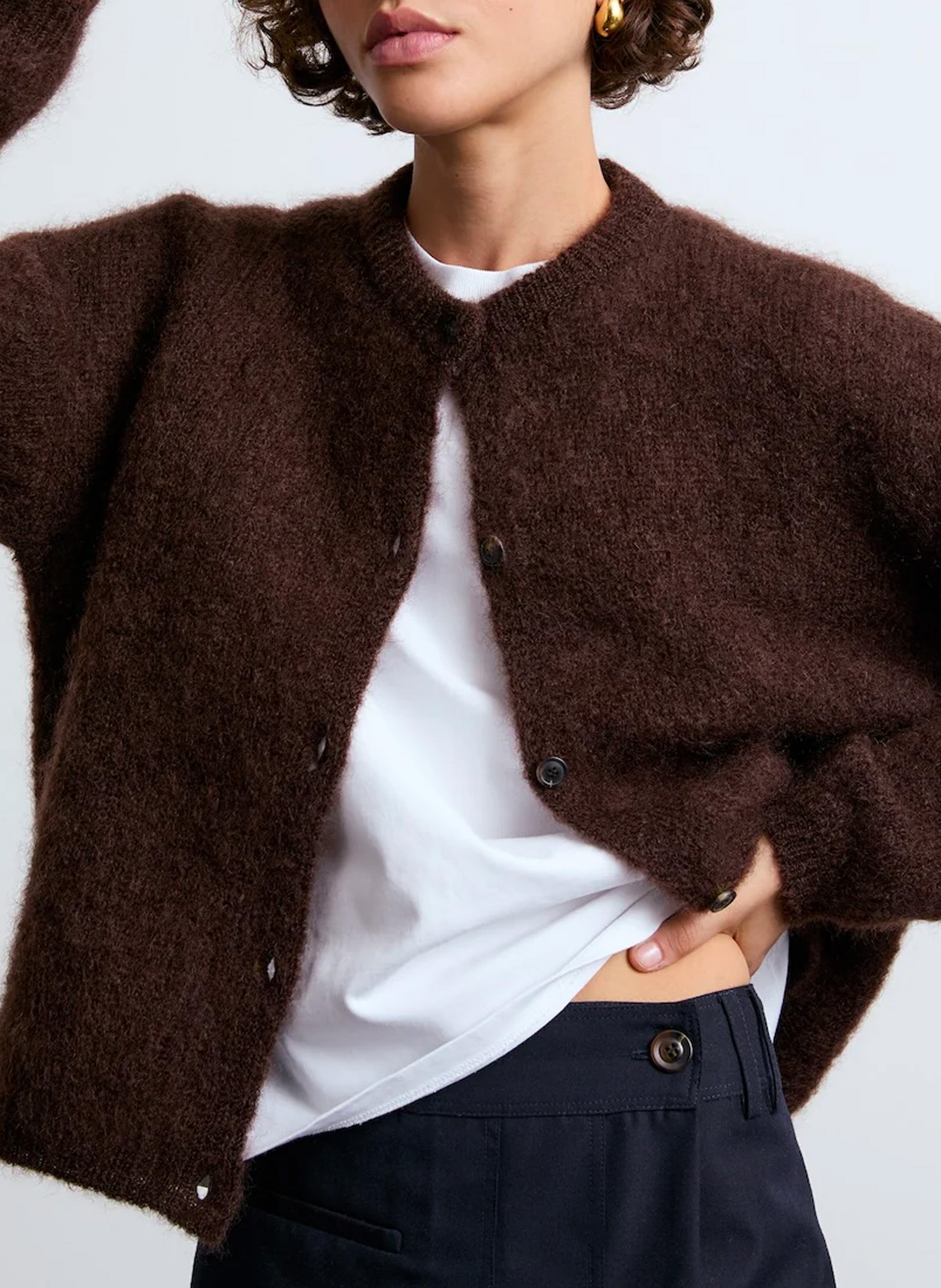 Gilet ample col rond en mohair mélangé SURPRISE