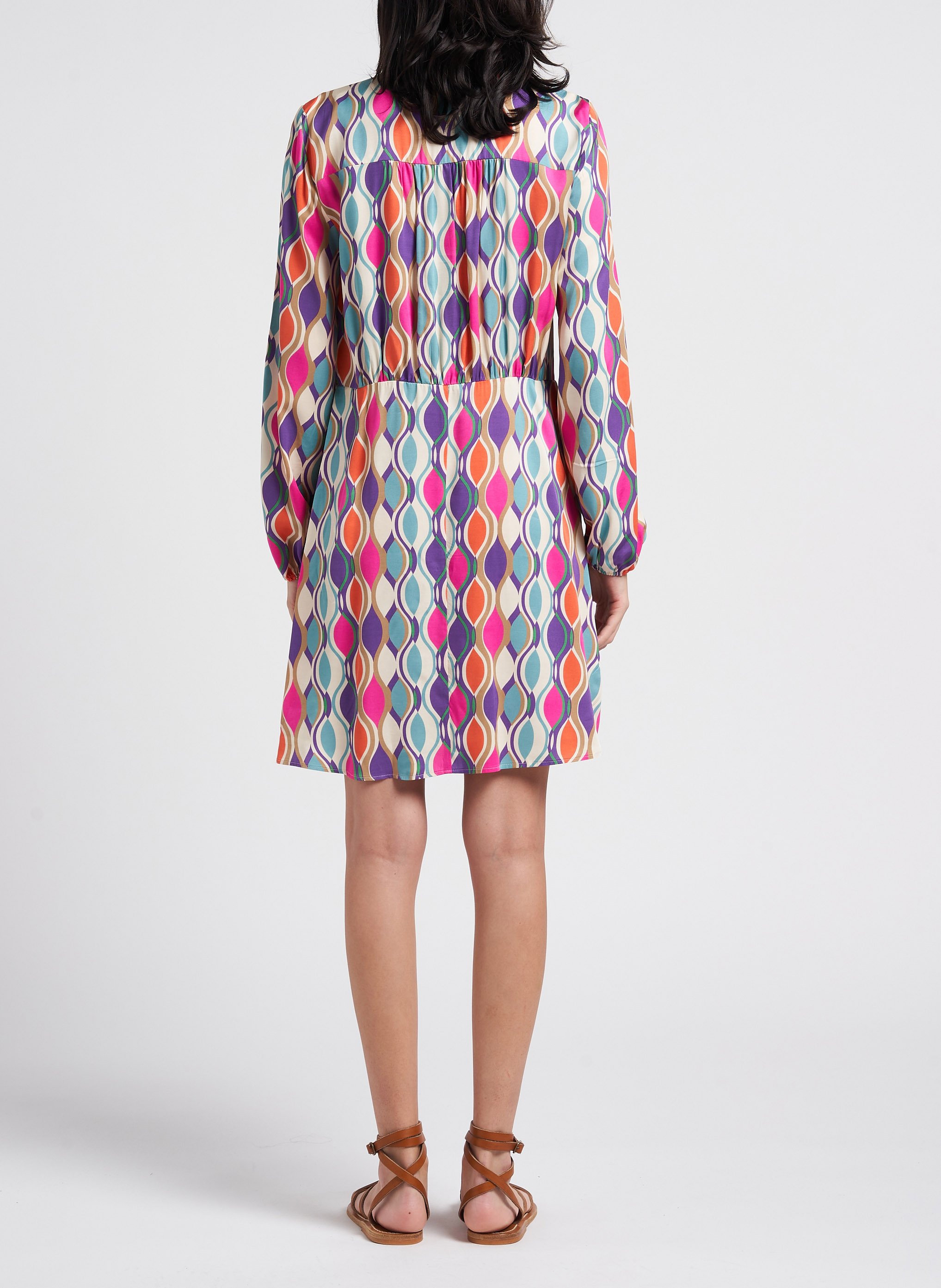 Bedrucktes Kurzkleid mit Mao-Kragen PENNYBLACK Violett