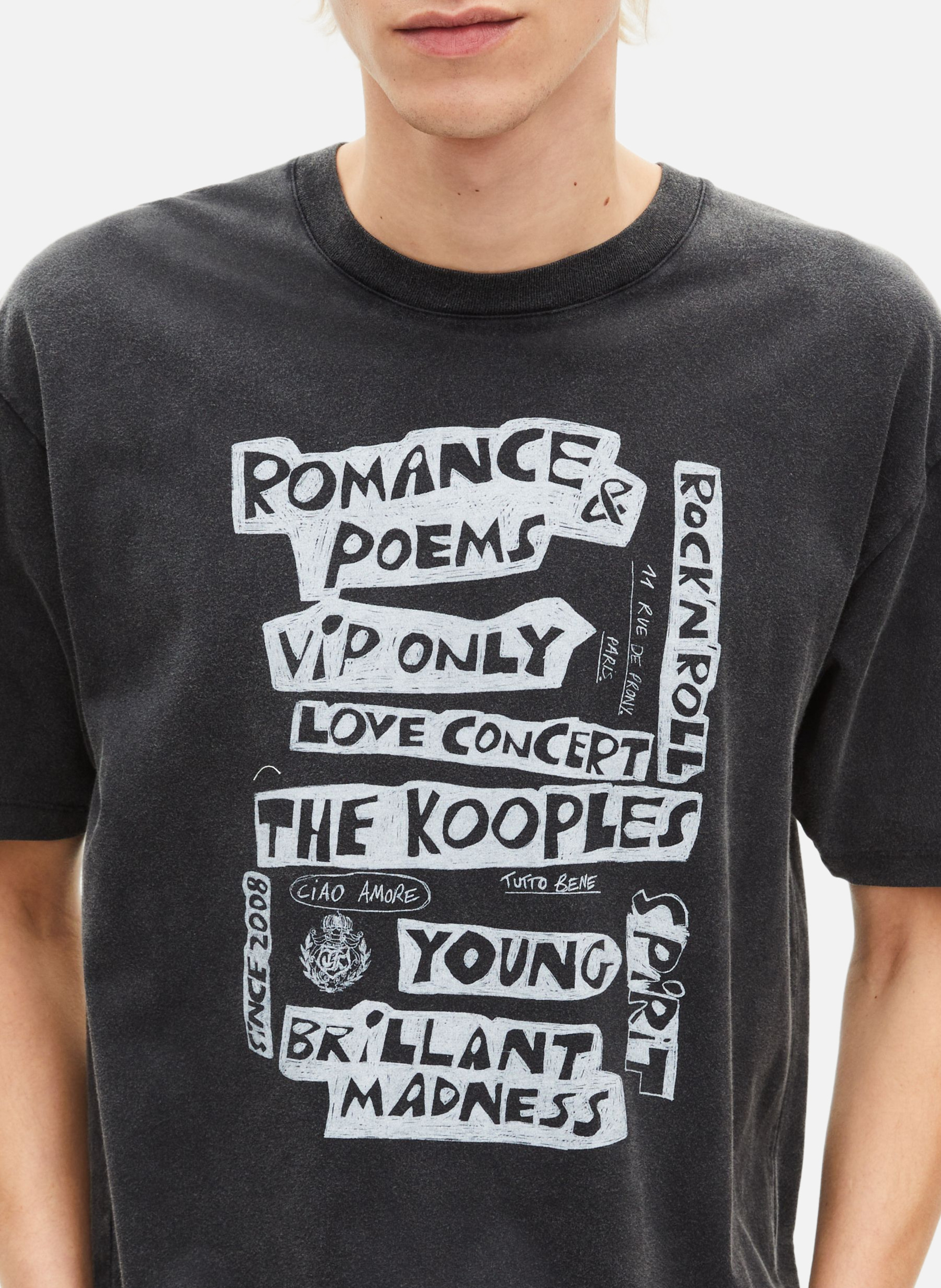 T-shirt with romance poems screen printing THE KOOPLES Black