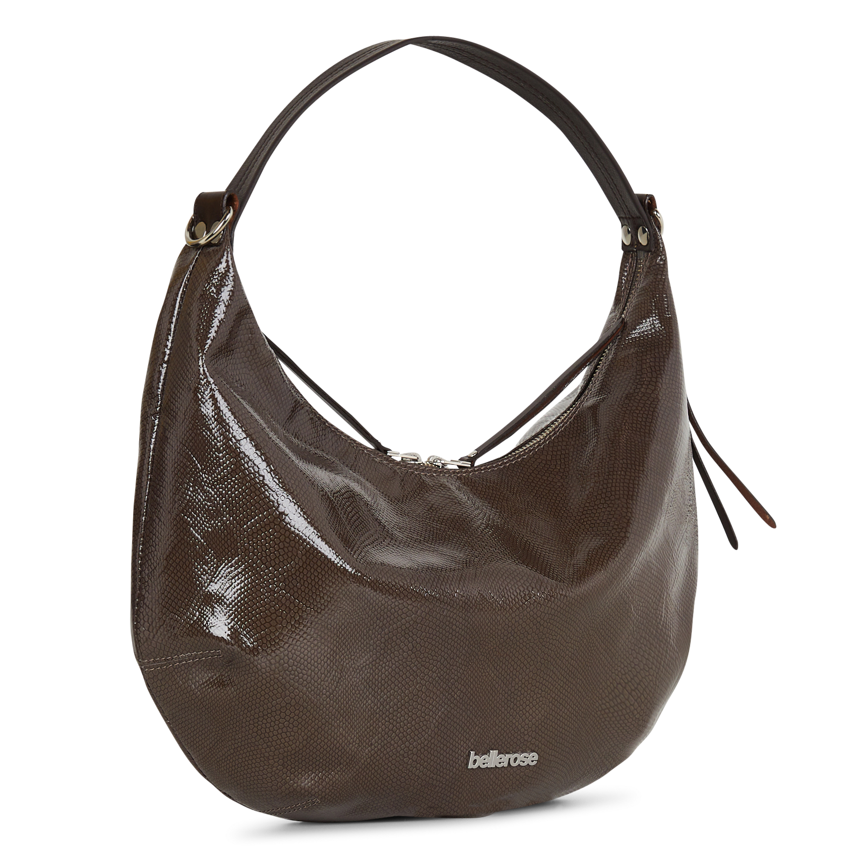 Half-moon laminated leather bag BELLEROSE Grey