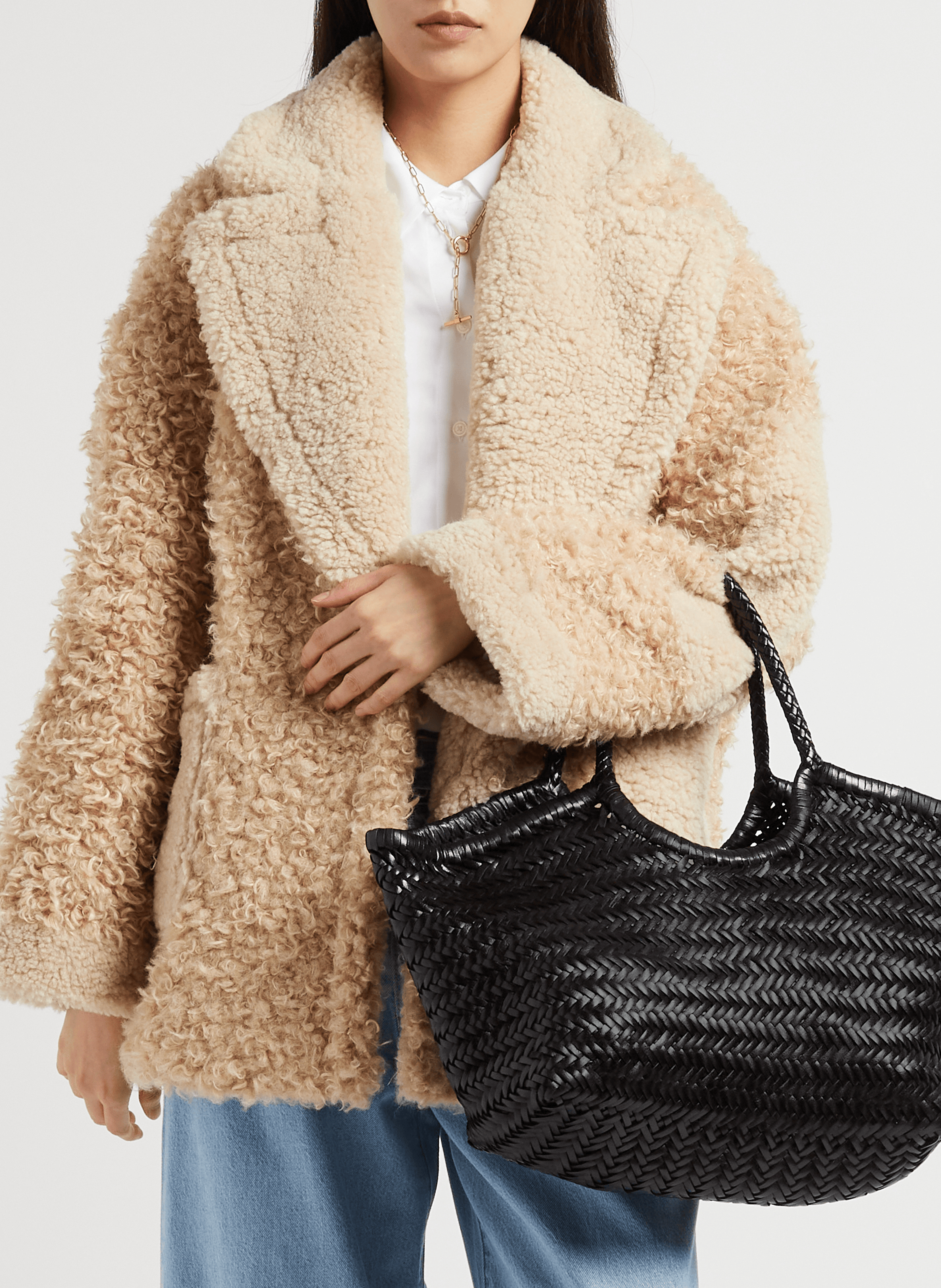 Woven leather basket DRAGON DIFFUSION Black