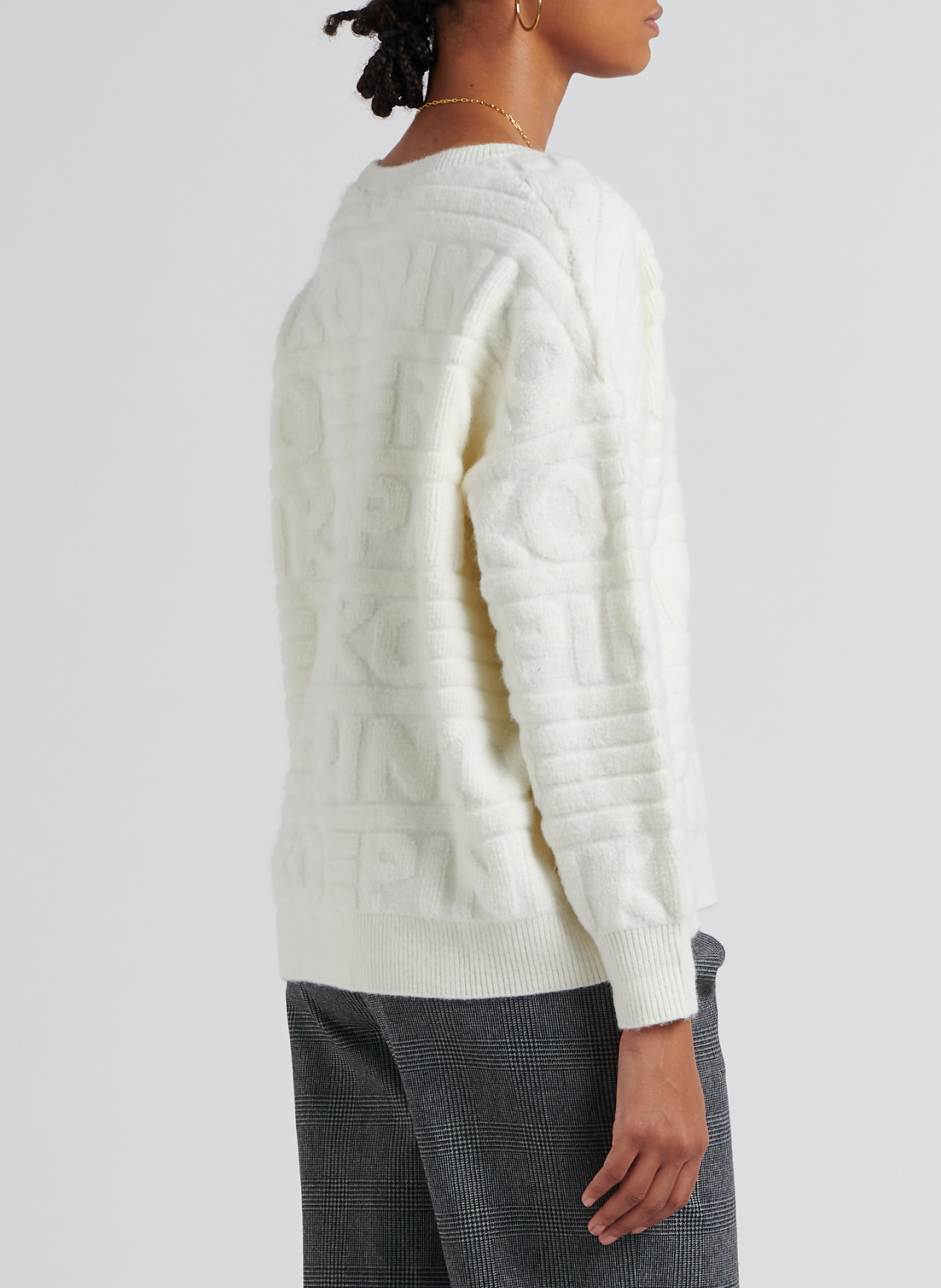 Weiter Bouclé-Pullover mit 3D-Effekt PINKO Beige