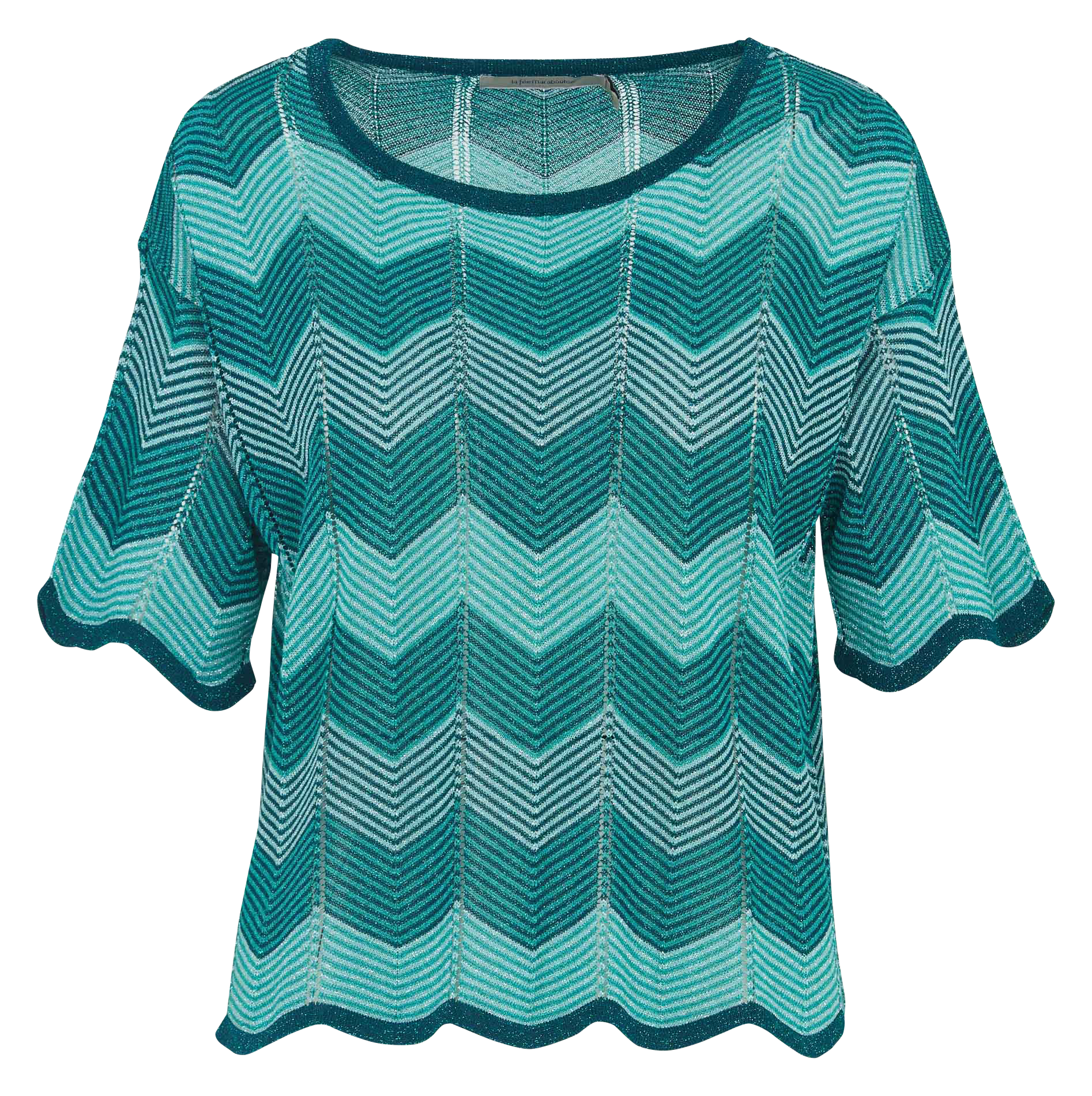 Top court en maille jacquard irisé LA FEE MARABOUTEE Bleu