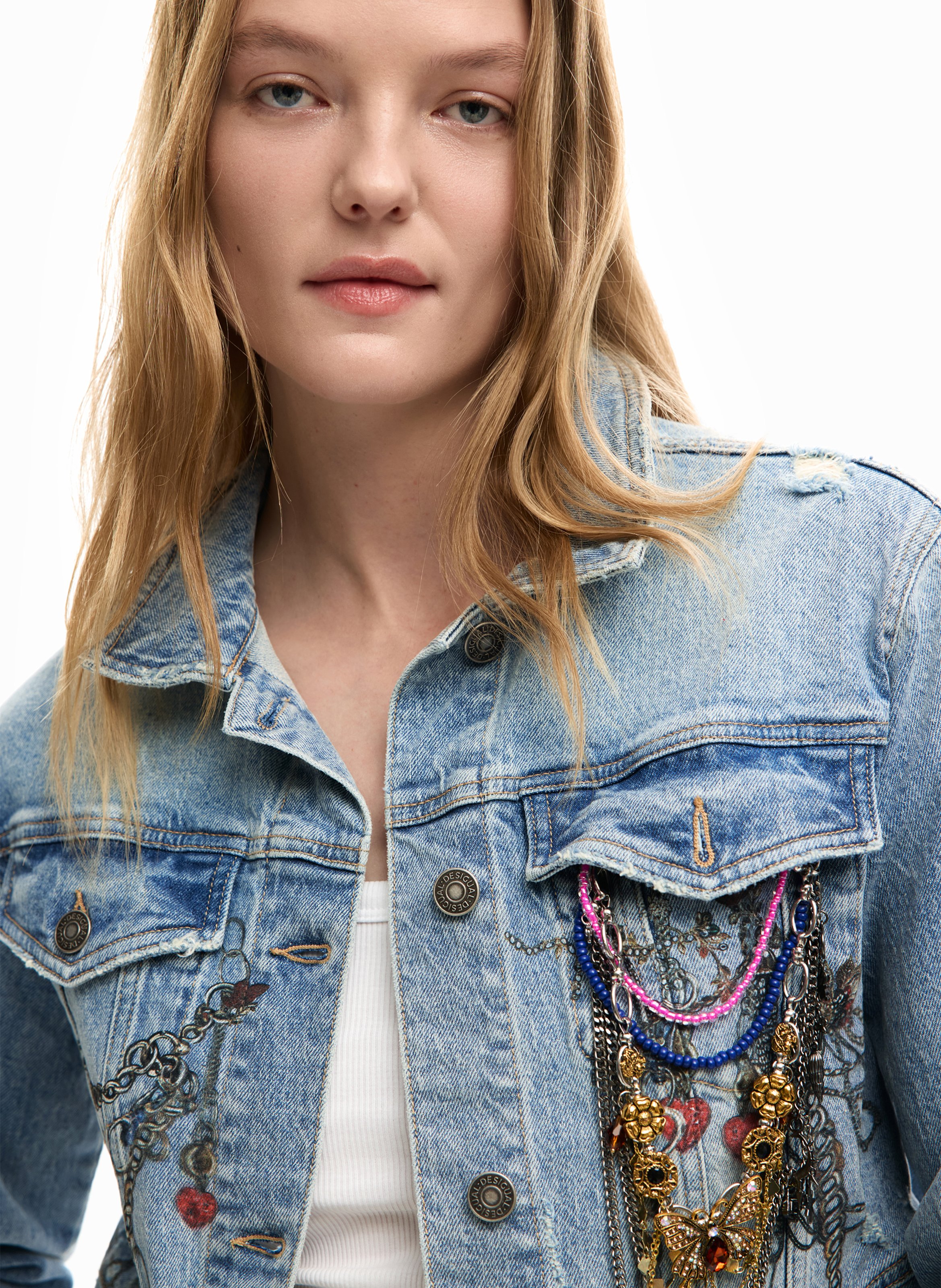 Veste en jean col classique DESIGUAL Bleu