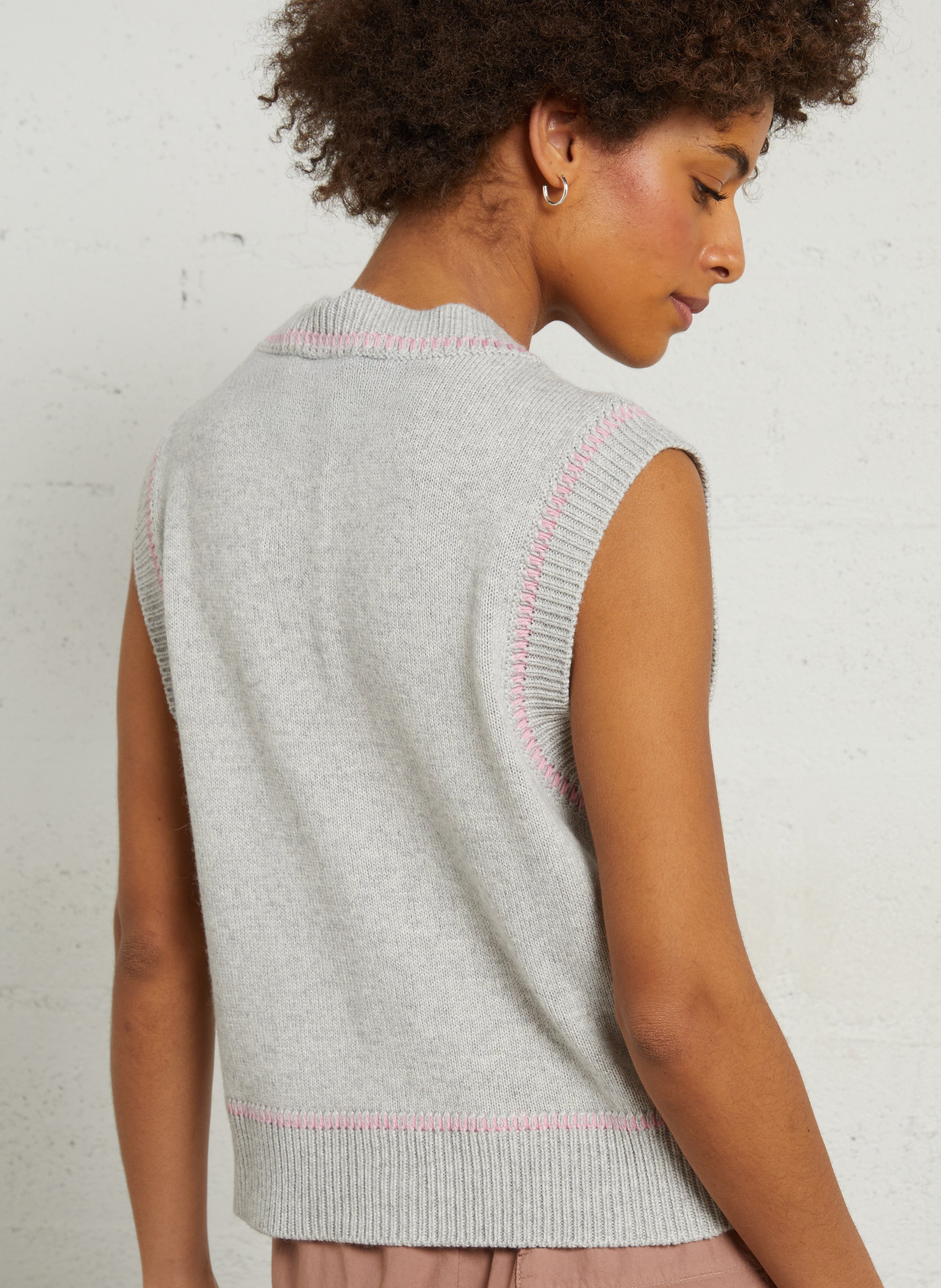 Straight round-neck knit cardigan MAISON ANJE Silver