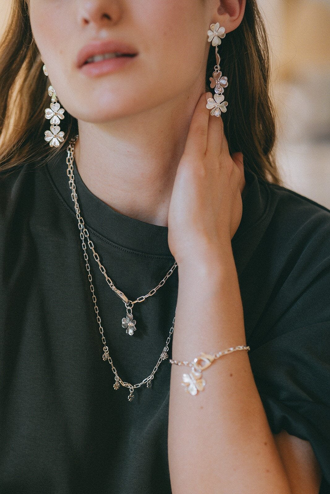 Gold-plated clover necklace MONSIEUR SIMONE Silver