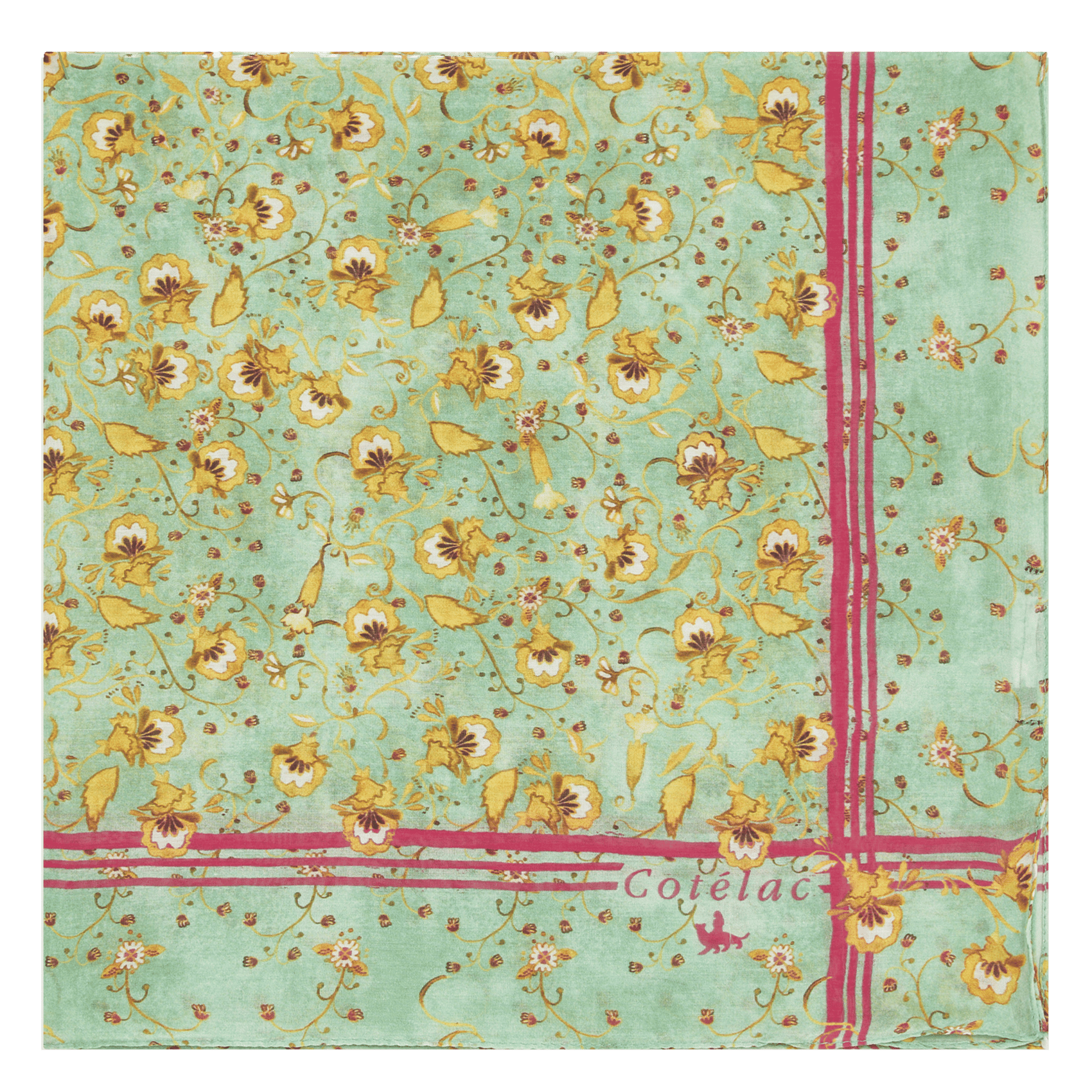 Printed cotton and silk floaty scarf COTELAC Green