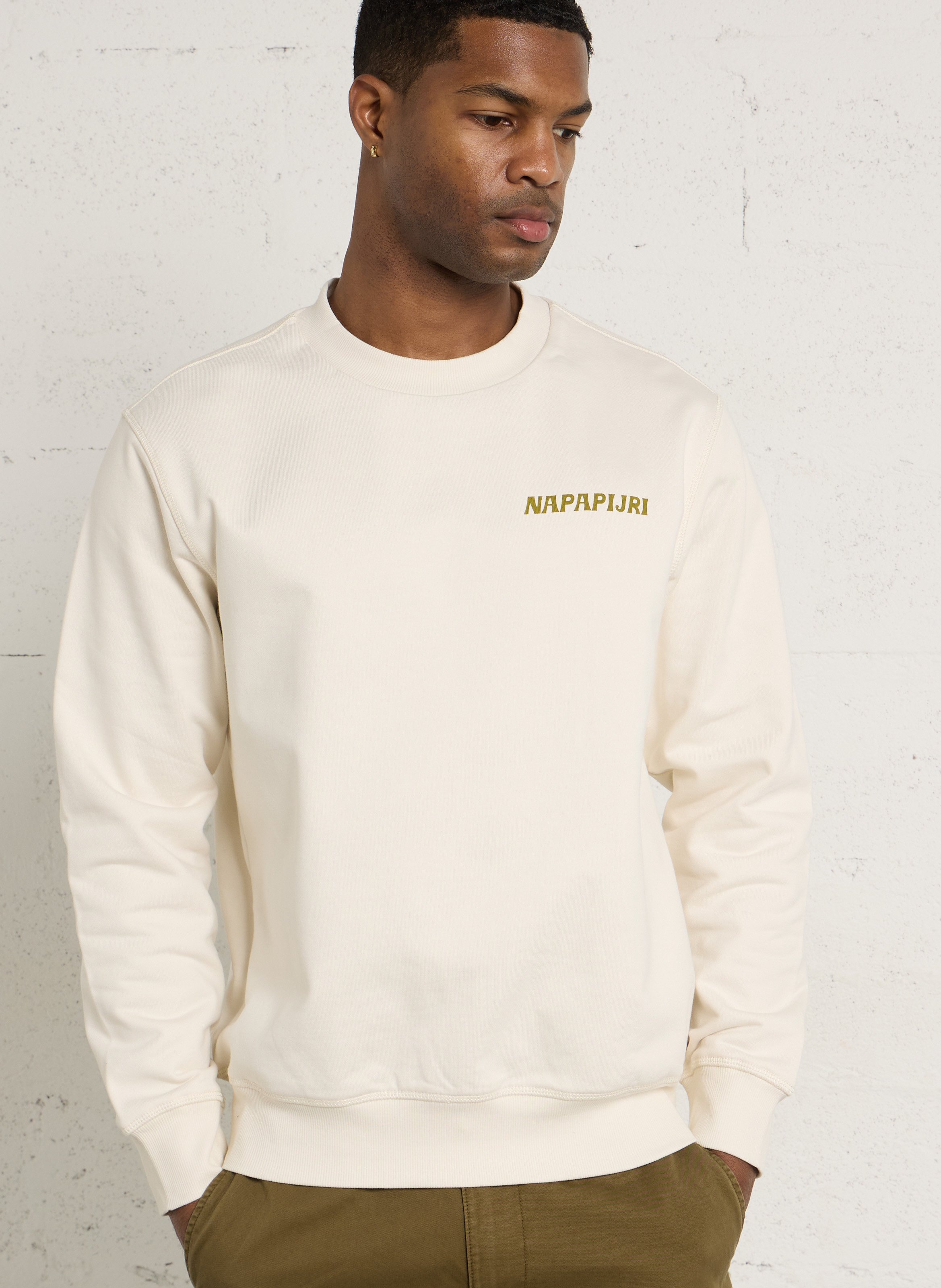 Round neck sweatshirt with cotton patterns NAPAPIJRI White